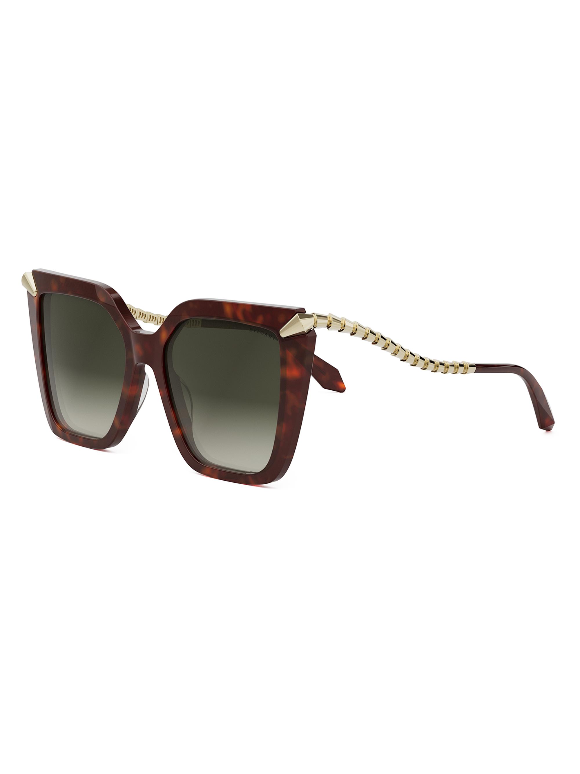 BVLGARI Women's Serpenti 55MM Butterfly Sunglasses - Red Havana Gradient Brown