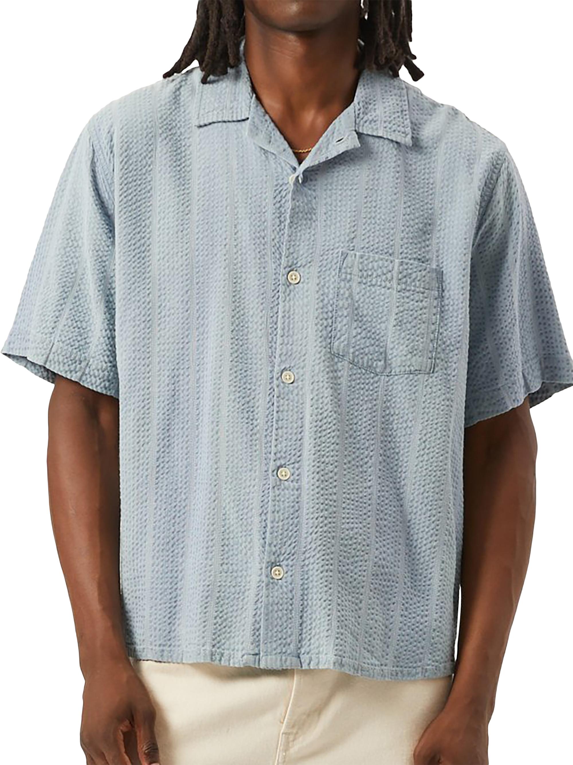 Corridor Men's Striped Seersucker Camp Shirt - Indigo | Thumbnail 3