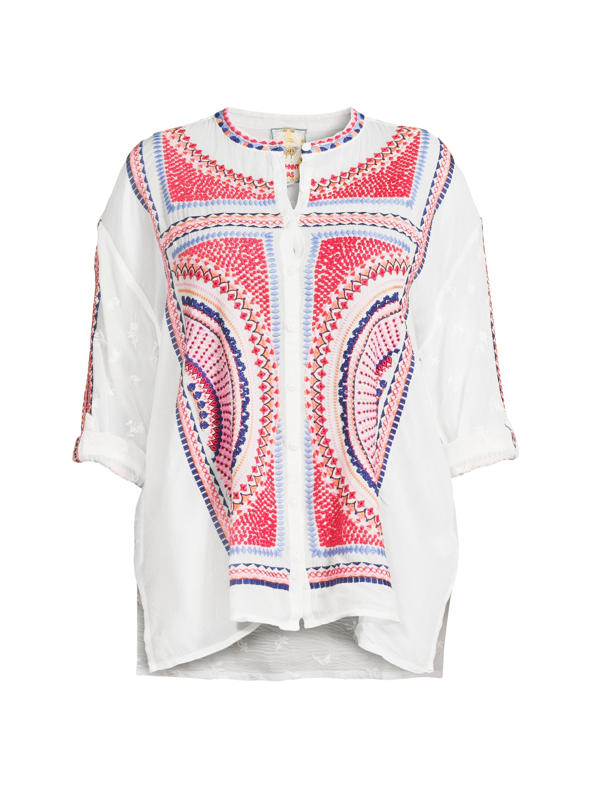 Johnny Was Women's Plus Audrey Embroidered Shirt - White