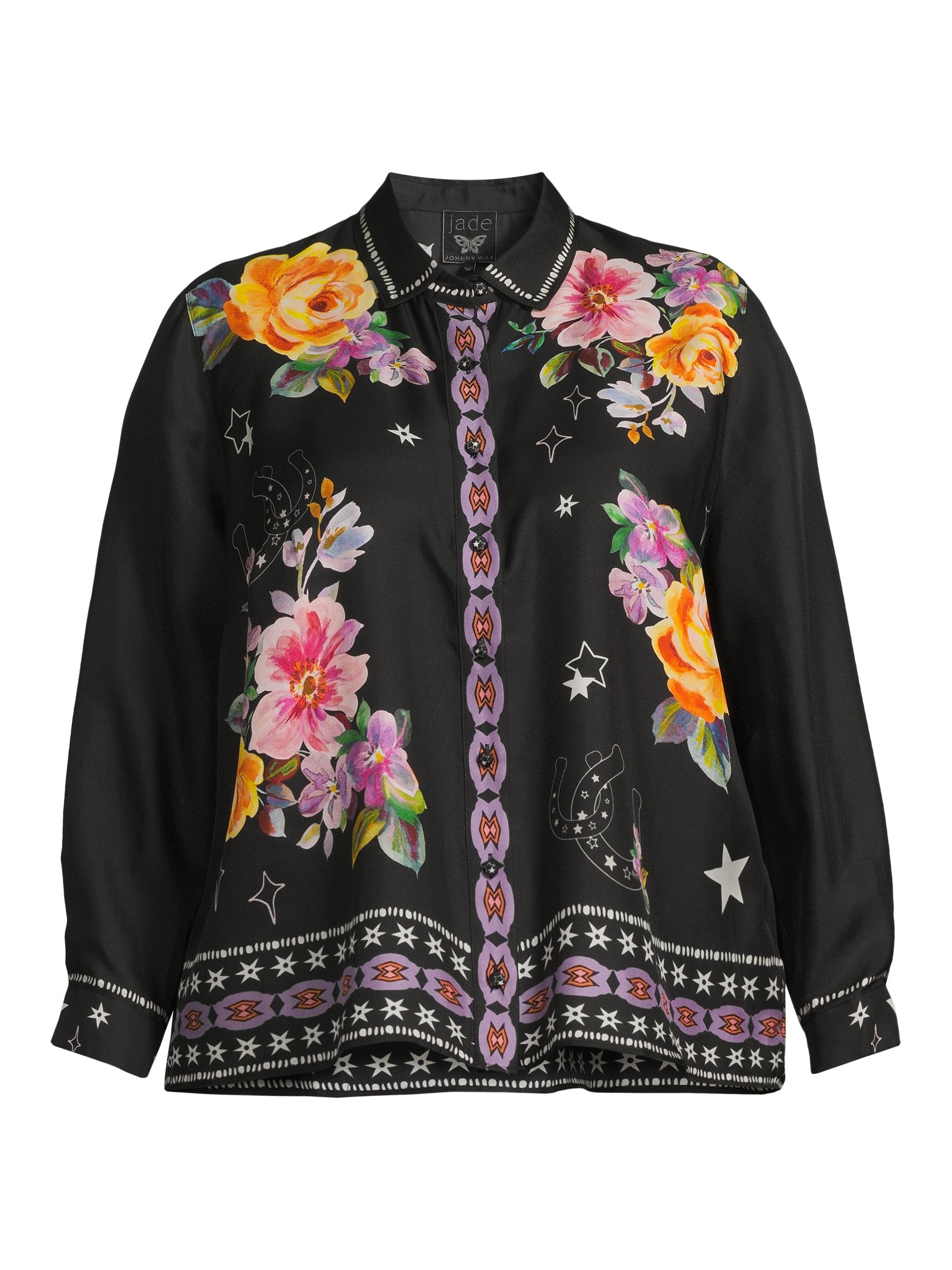 Johnny Was Women's Plus Rosalynda Floral Button-Front Shirt - Kasumi