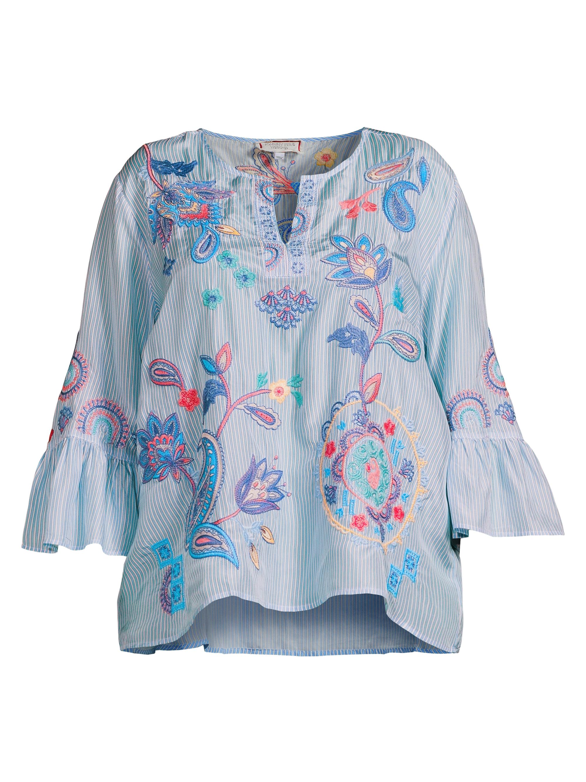 Johnny Was Women's Plus Ruffle Sleeve Blouse - Barine Stripe