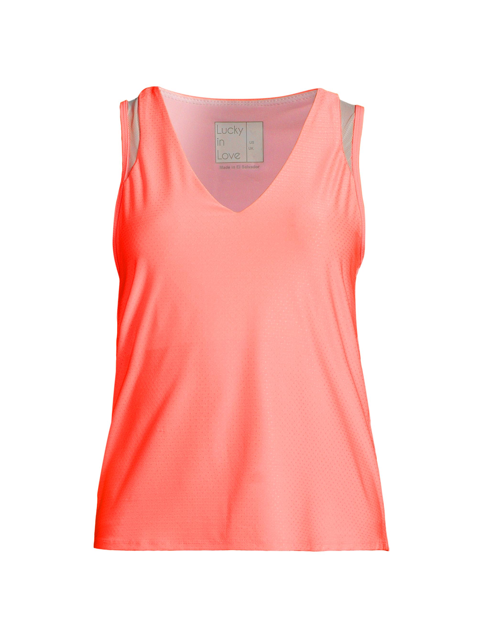 Lucky in Love Women's Shimmer V-Neck Tank - Flamingo