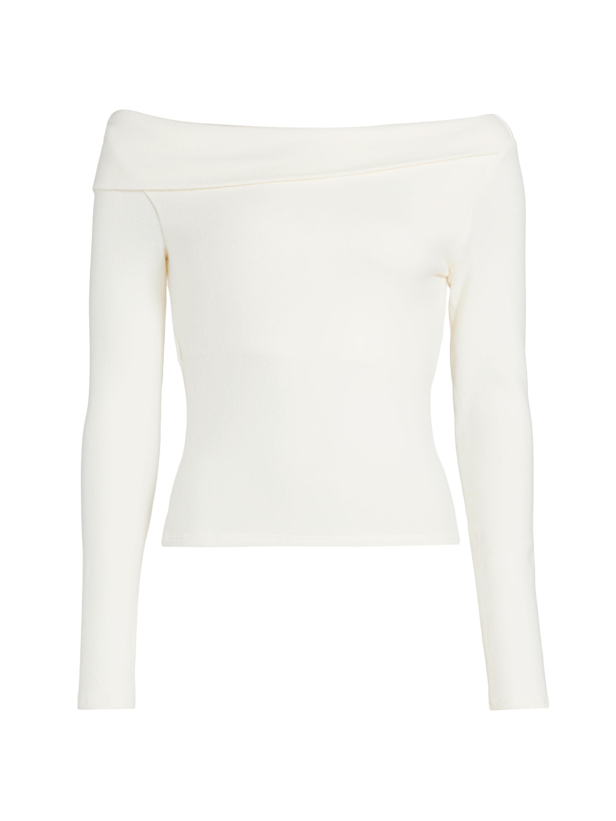 Reformation Women's Elio Knit Off-the-Shoulder Long-Sleeve Top - Fior Di Latte