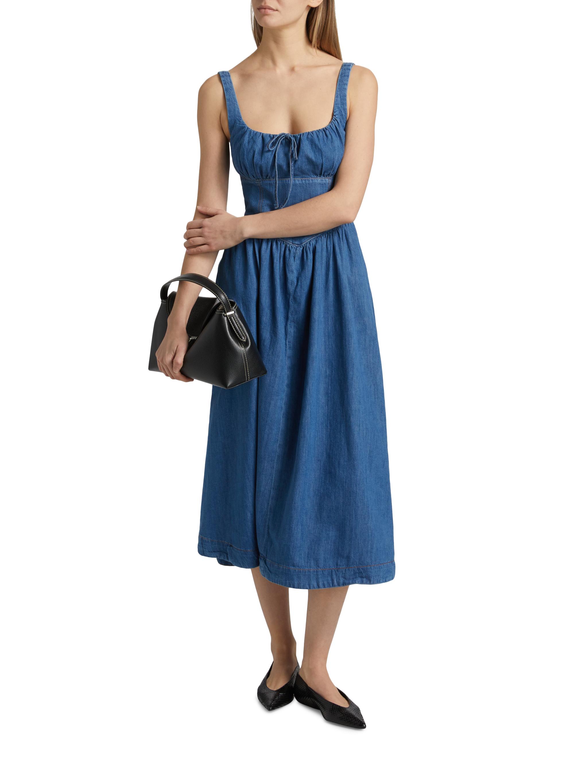 Reformation Balia Denim Fit & Flare Midi-Dress | Saks Fifth Avenue