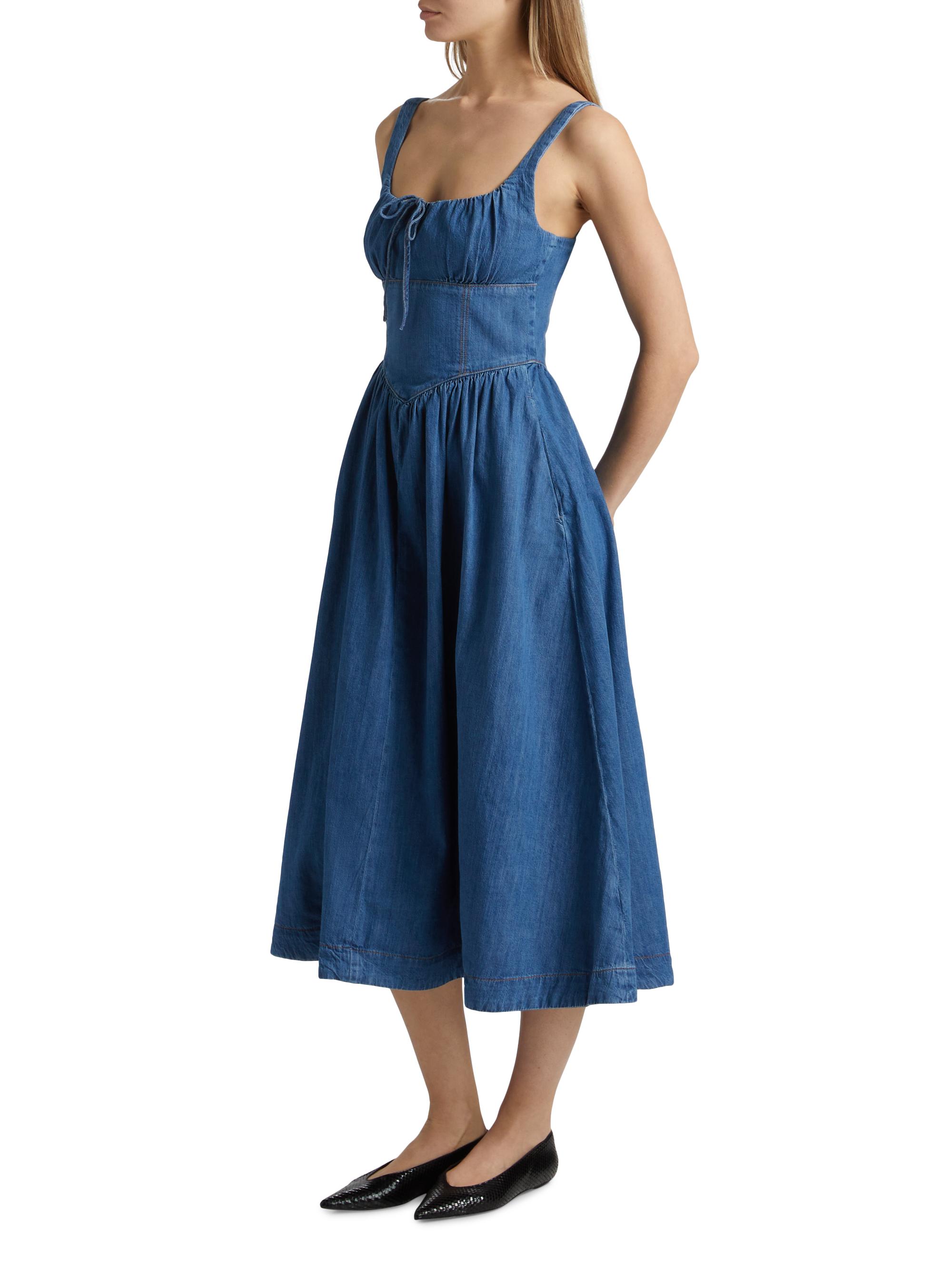 Reformation Balia Denim Fit & Flare Midi-Dress | Saks Fifth Avenue