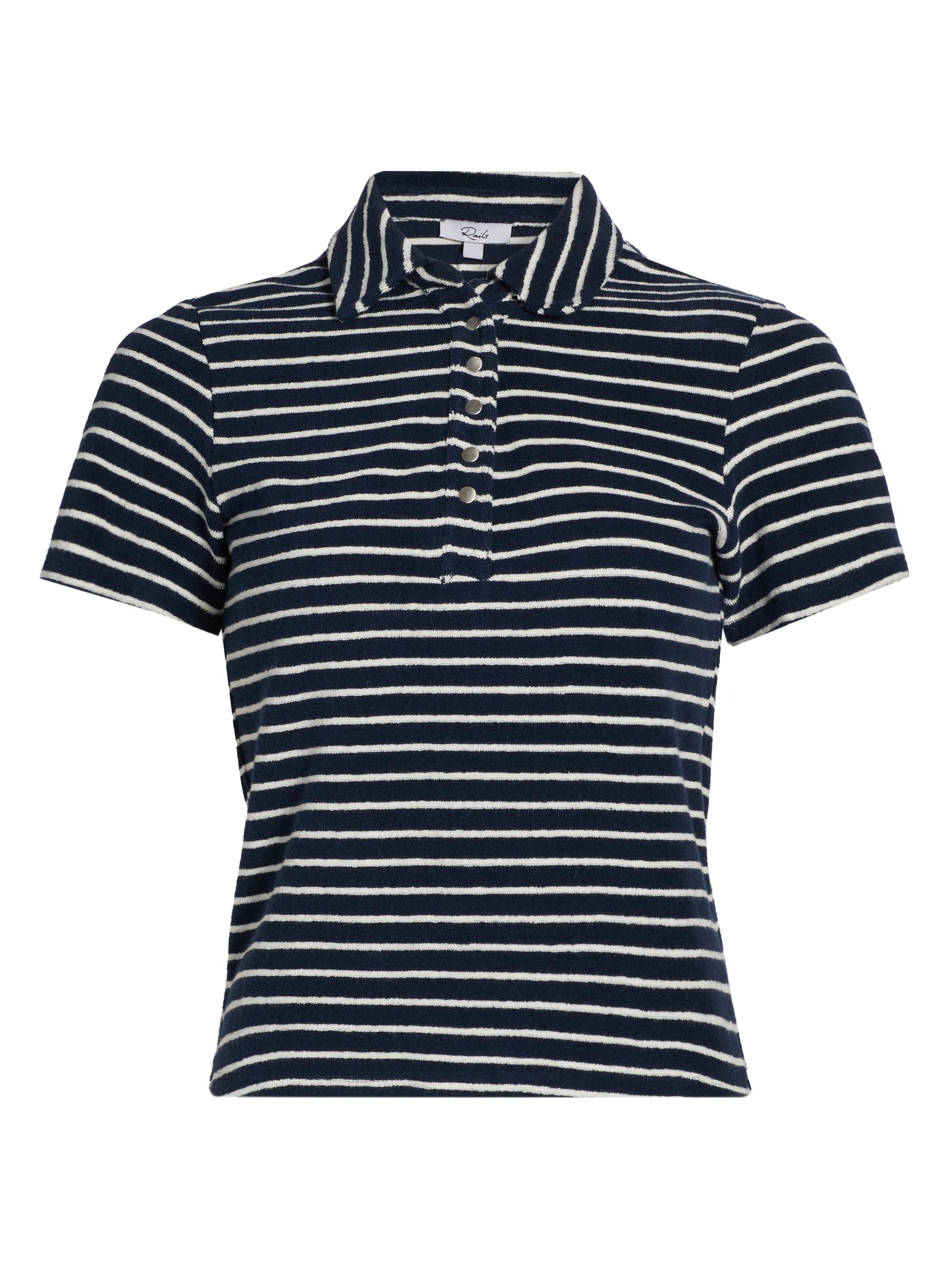 Rails Women's Naveli Striped Cotton Polo Shirt - Navy  Stripe