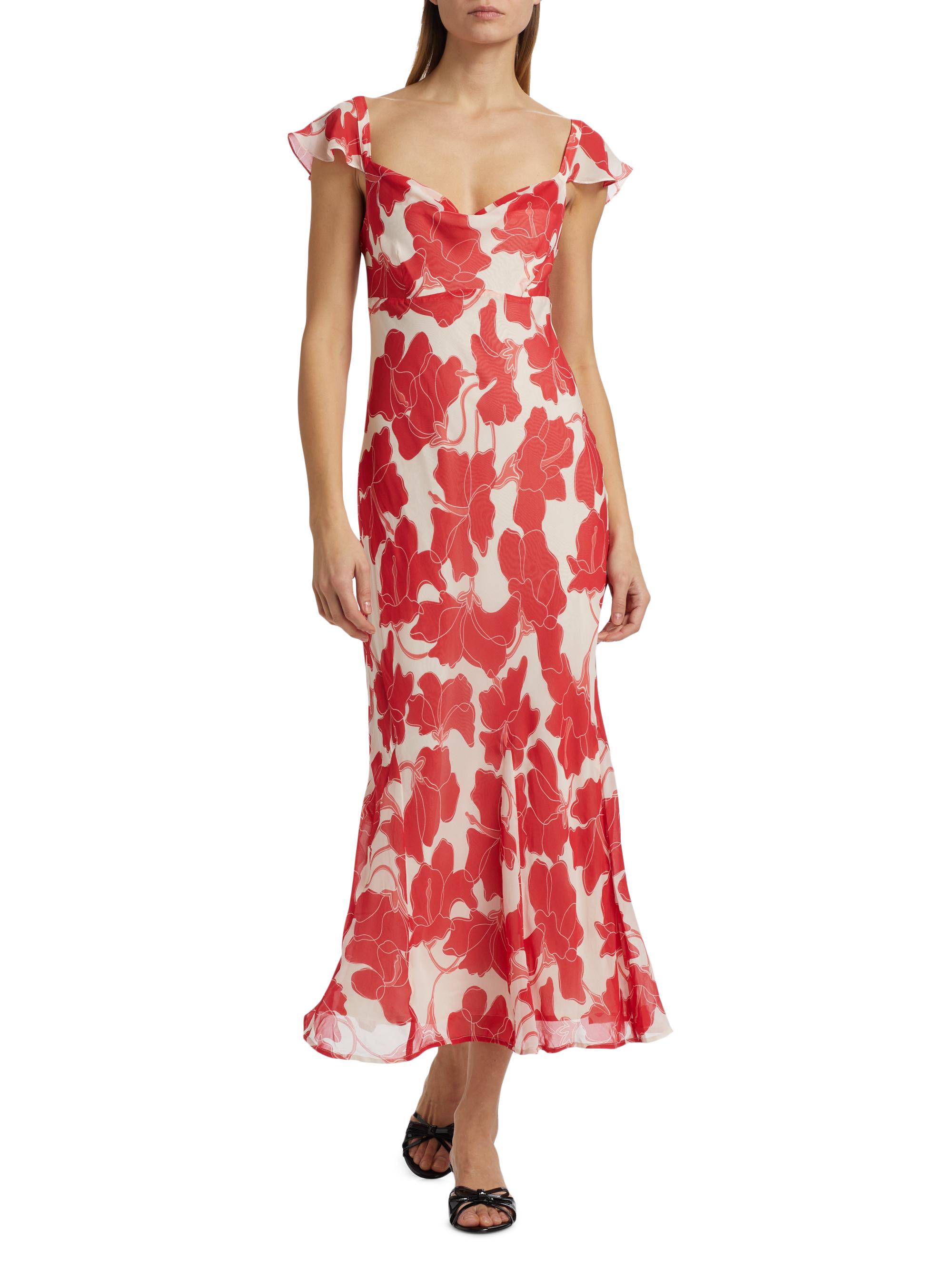Flowing Layered Dress with Flutter Sleeves Marigold