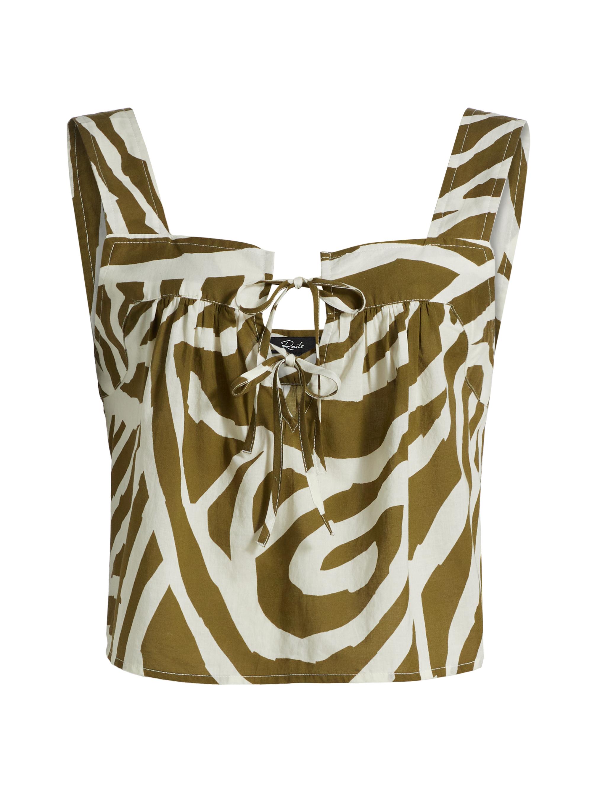 Rails Women's Blythe Swirl Print Cotton Tie-Front Top - Selva