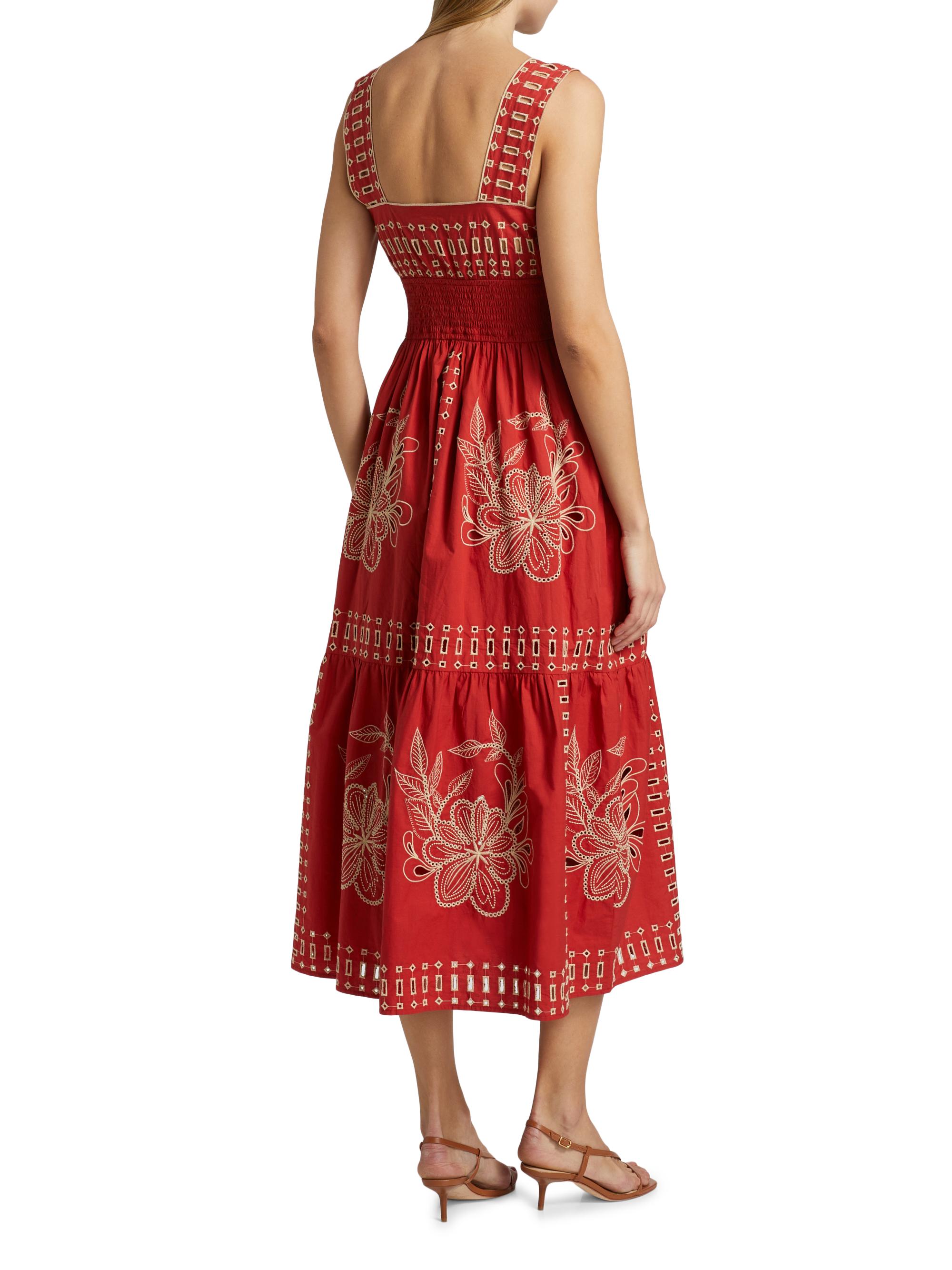 santa fe embroidered dress Santa Fe Dress, Long, 3/4 Sleeve, Orange Floral – Passementrie main image 1