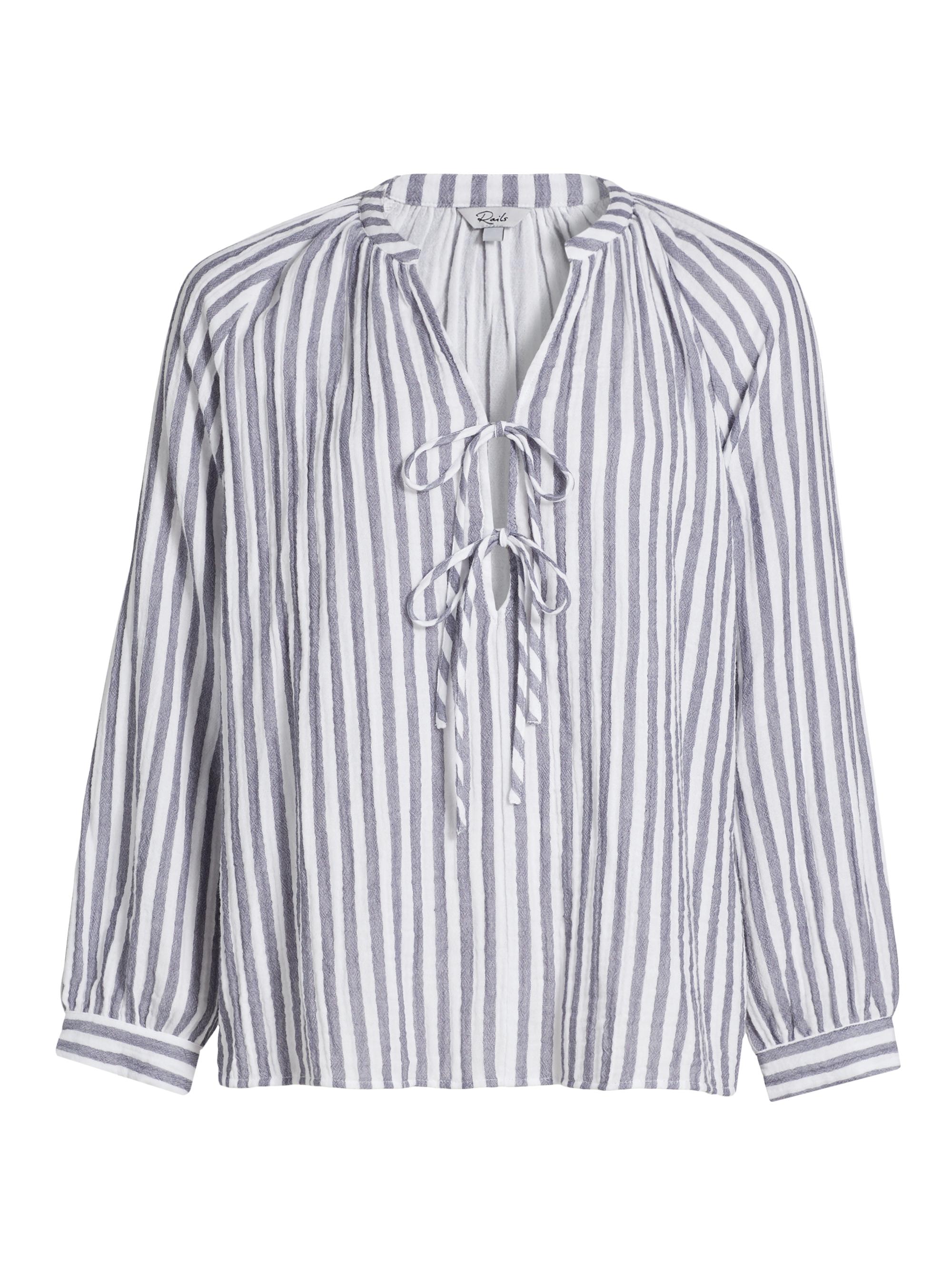 Rails Women's Brielle Striped Cotton Tieneck Blouse - Admiral Stripe