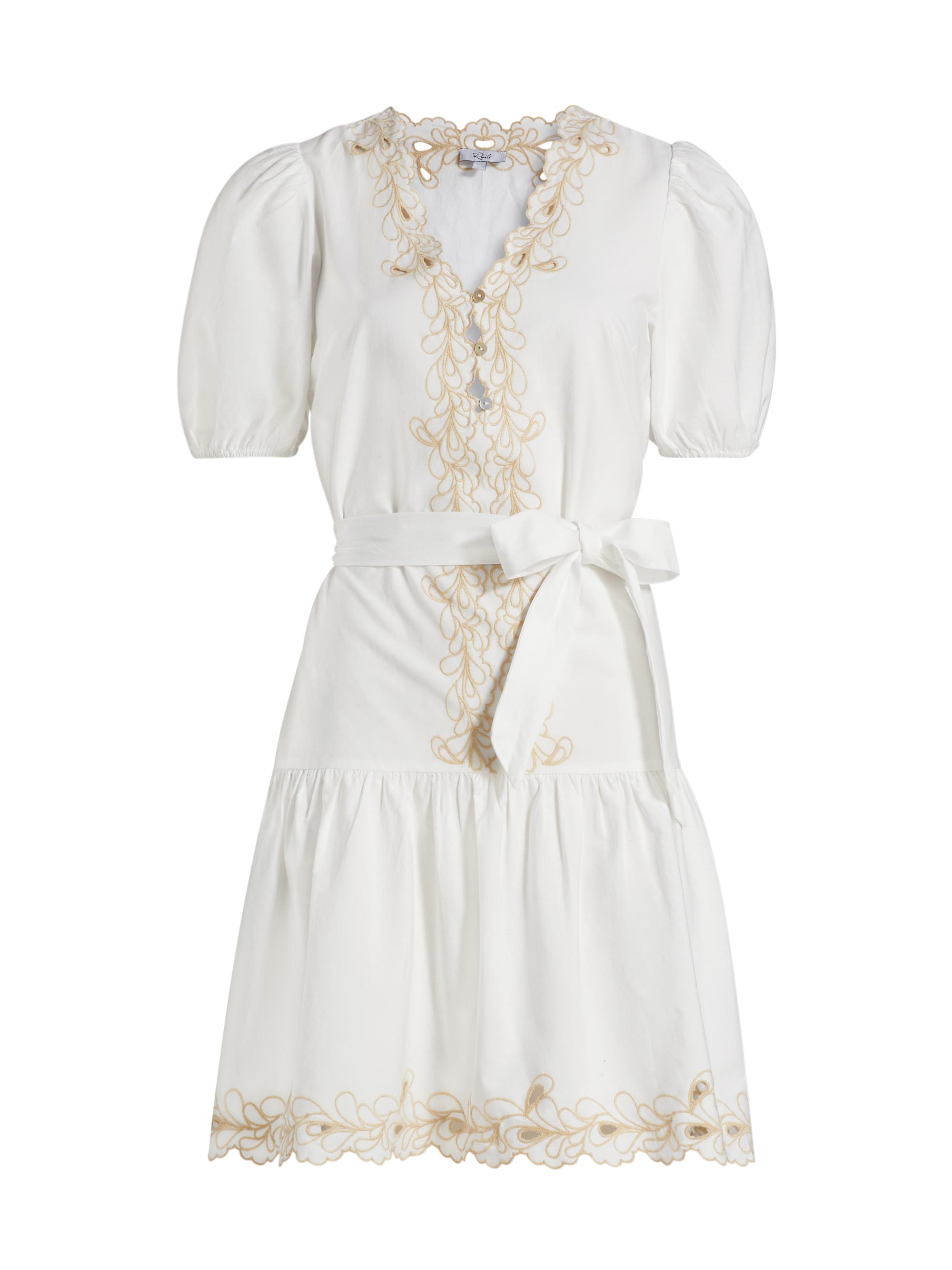 Rails Women's Tulip Embroidered Cotton Tie-Waist Minidress - White