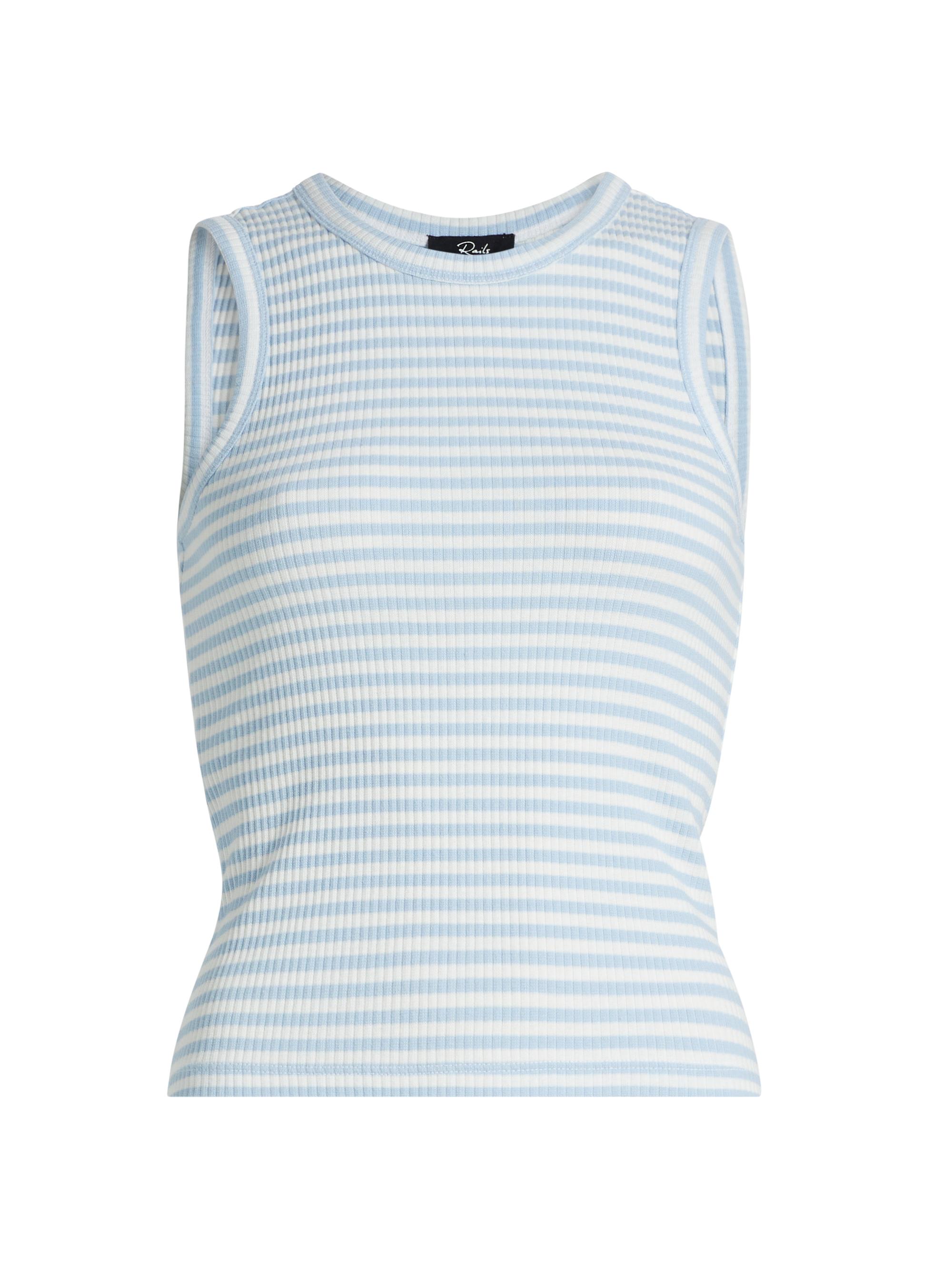 Rails Women's Striped Stretch Cotton Racer Tank - Chambray Blue Stripe