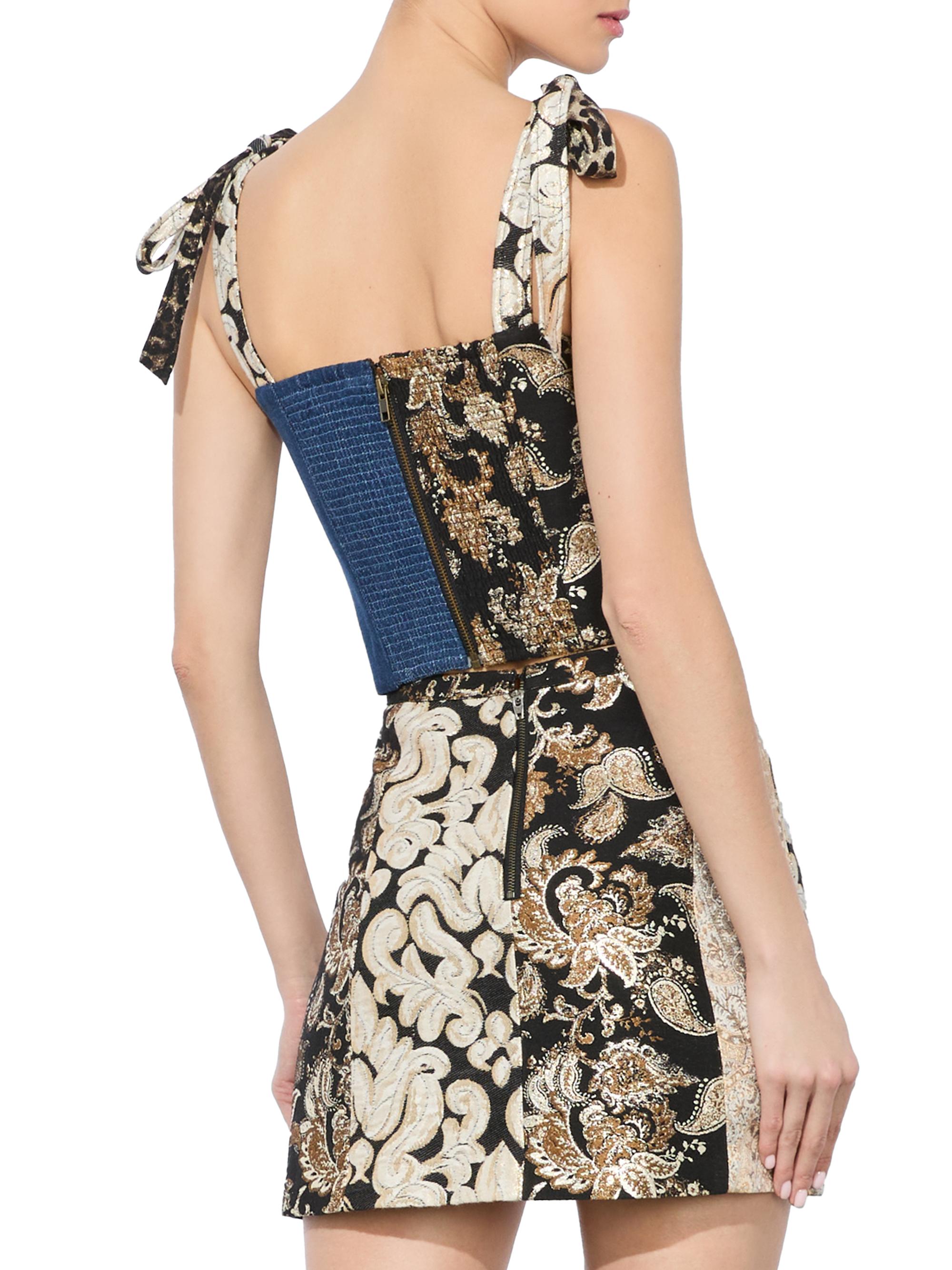 Alice + Olivia Clara Bow Strap Paneled Bustier Top | Saks