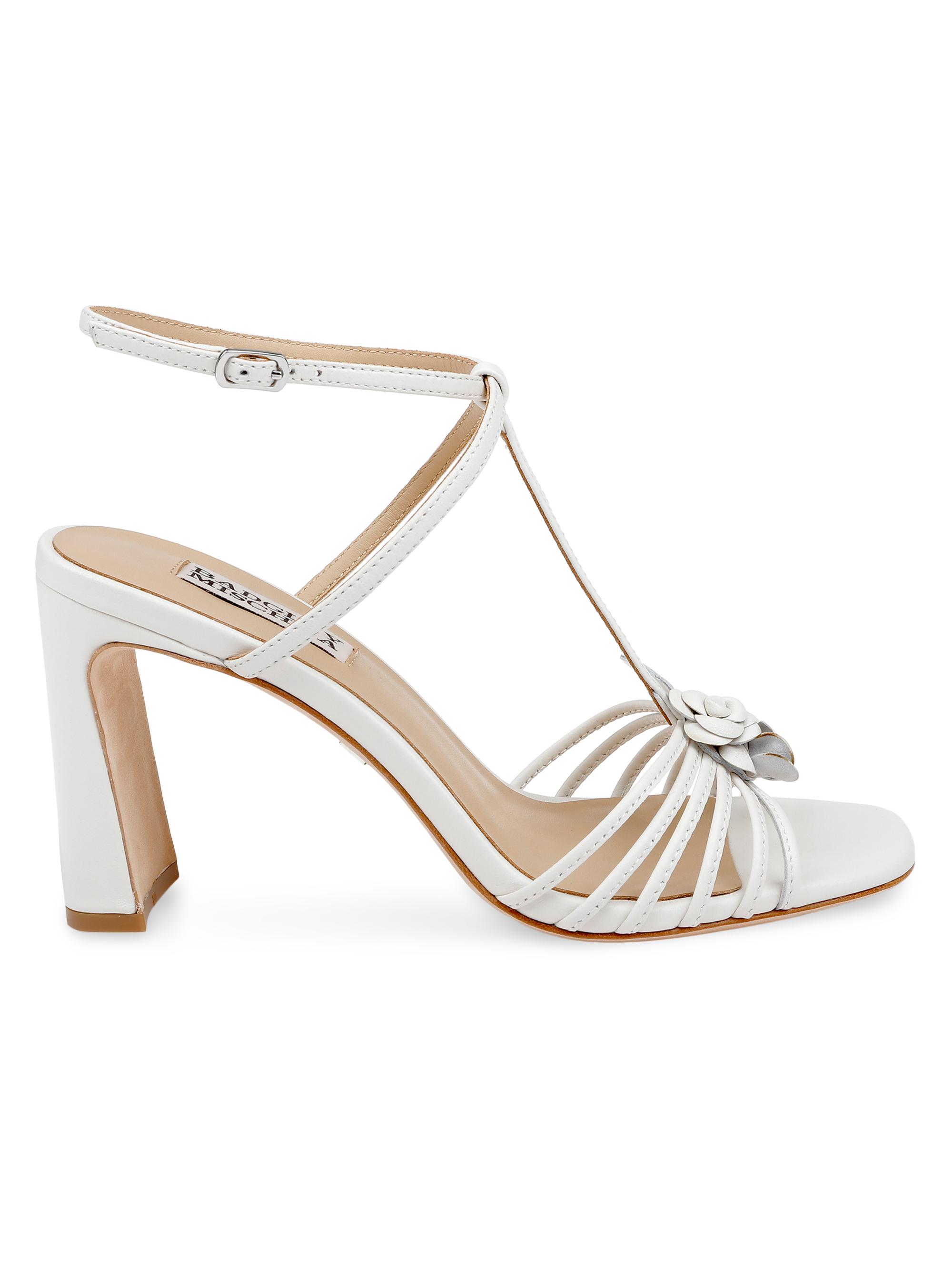 Badgley Mischka Women's Debora 5MM Floral Leather Sandals - White