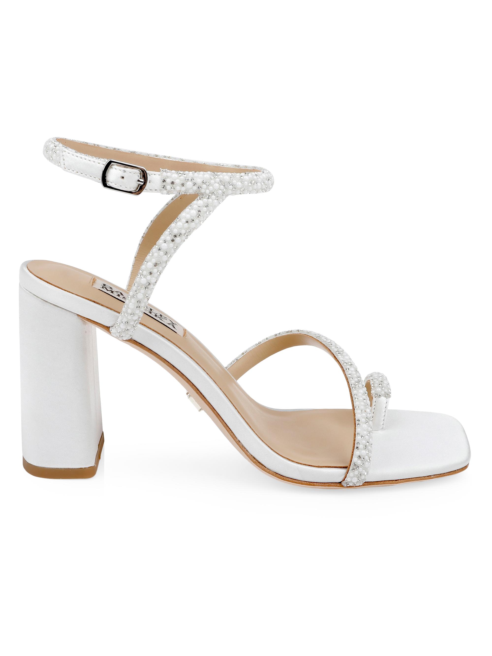 Badgley Mischka Women's Dalilah 85MM Embellished Satin Sandals - White