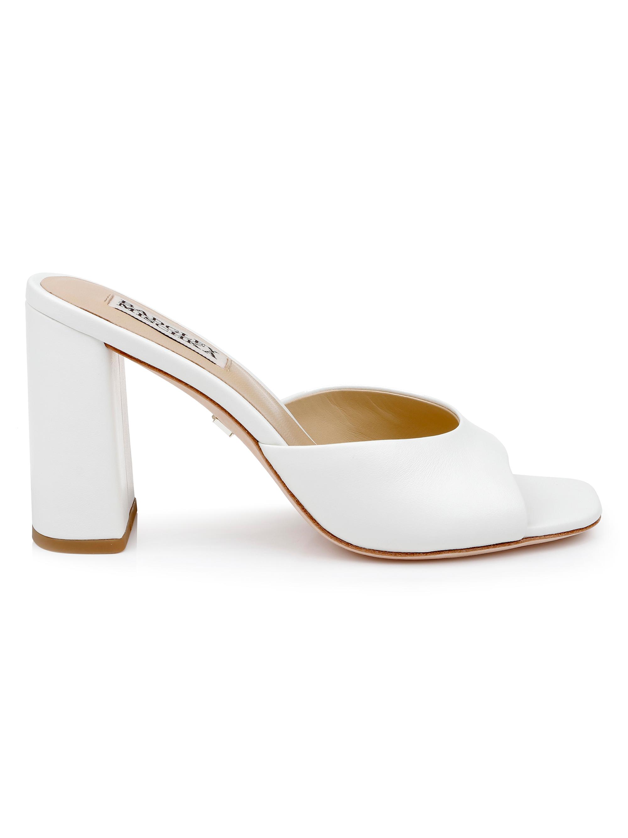 Badgley Mischka Women's Cadence 85MM Leather Block-Heel Mules - White