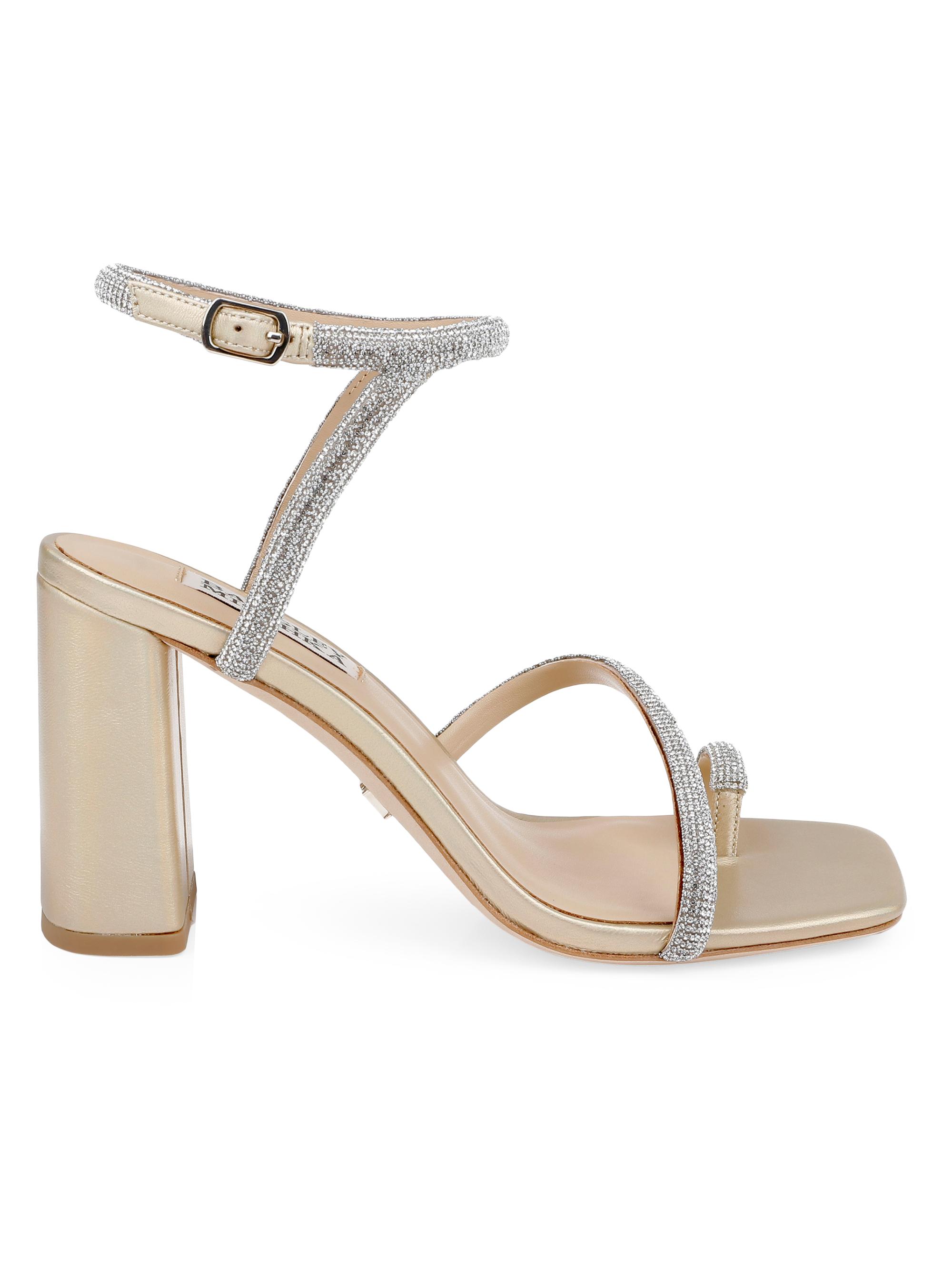 Badgley Mischka Women's Dalilah Leather Block-Heel Sandals - Gold