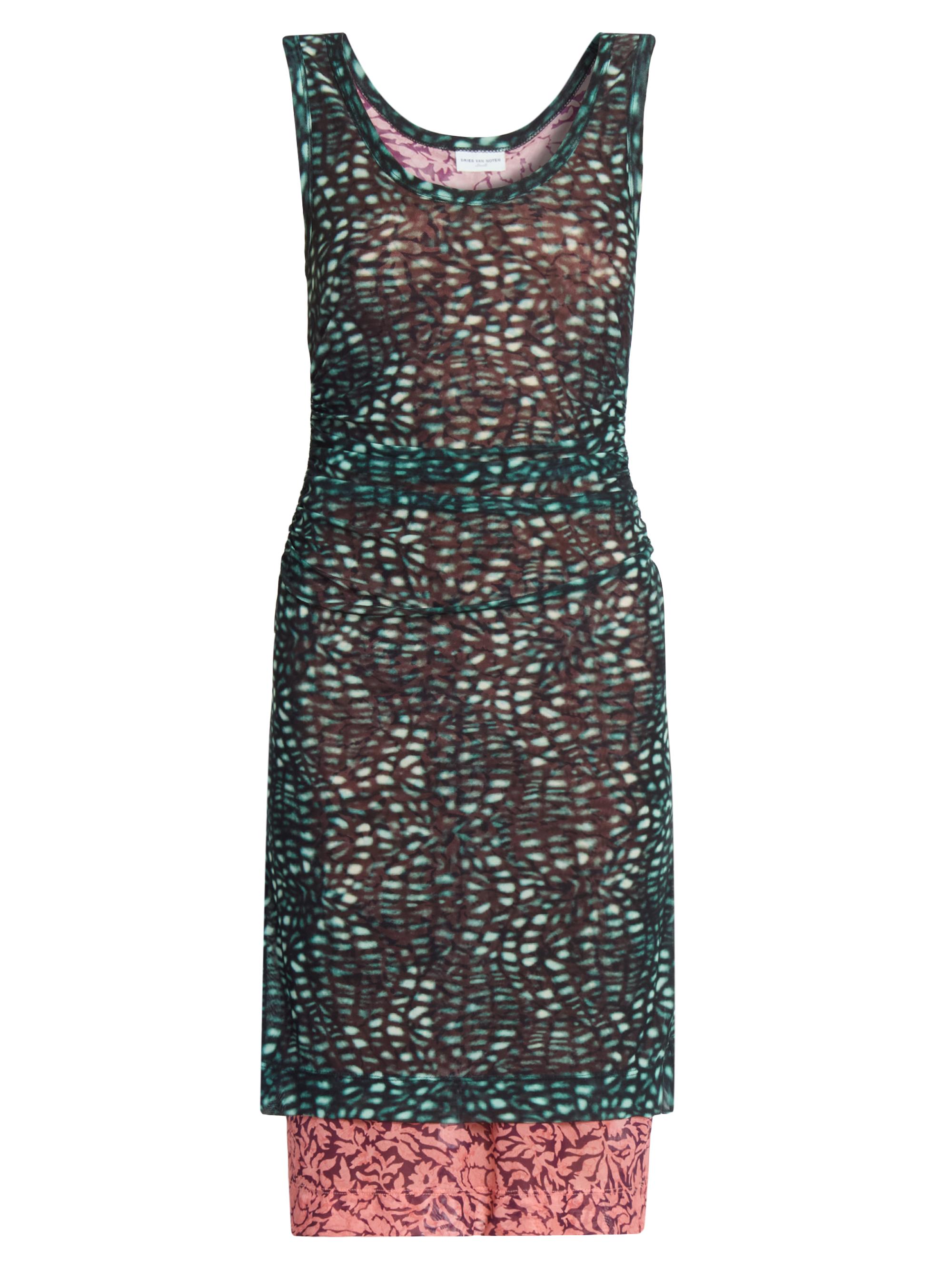 Dries Van Noten Women's Abstract Semi-Sheer Stretch Knit Knee-Length Dress - Malachite