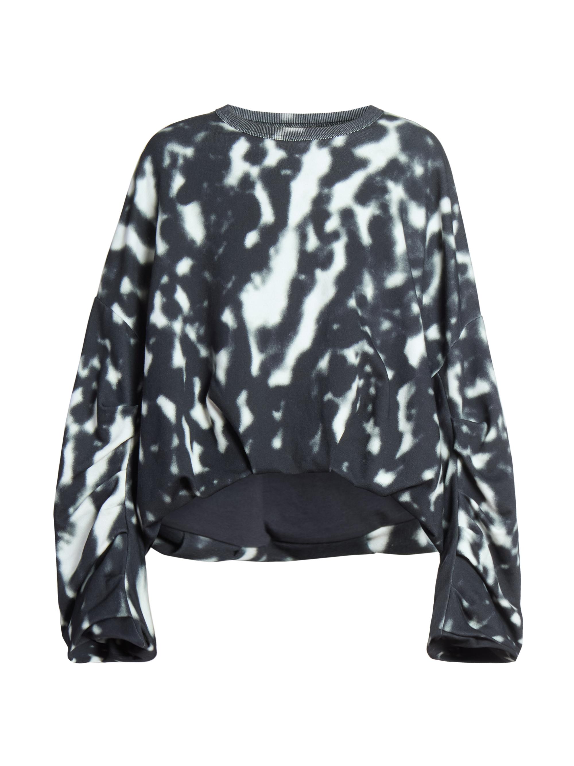 Dries Van Noten Women's Hannett Abstract Print Cotton Oversized Bubble High-Low Hem Sweater - Black