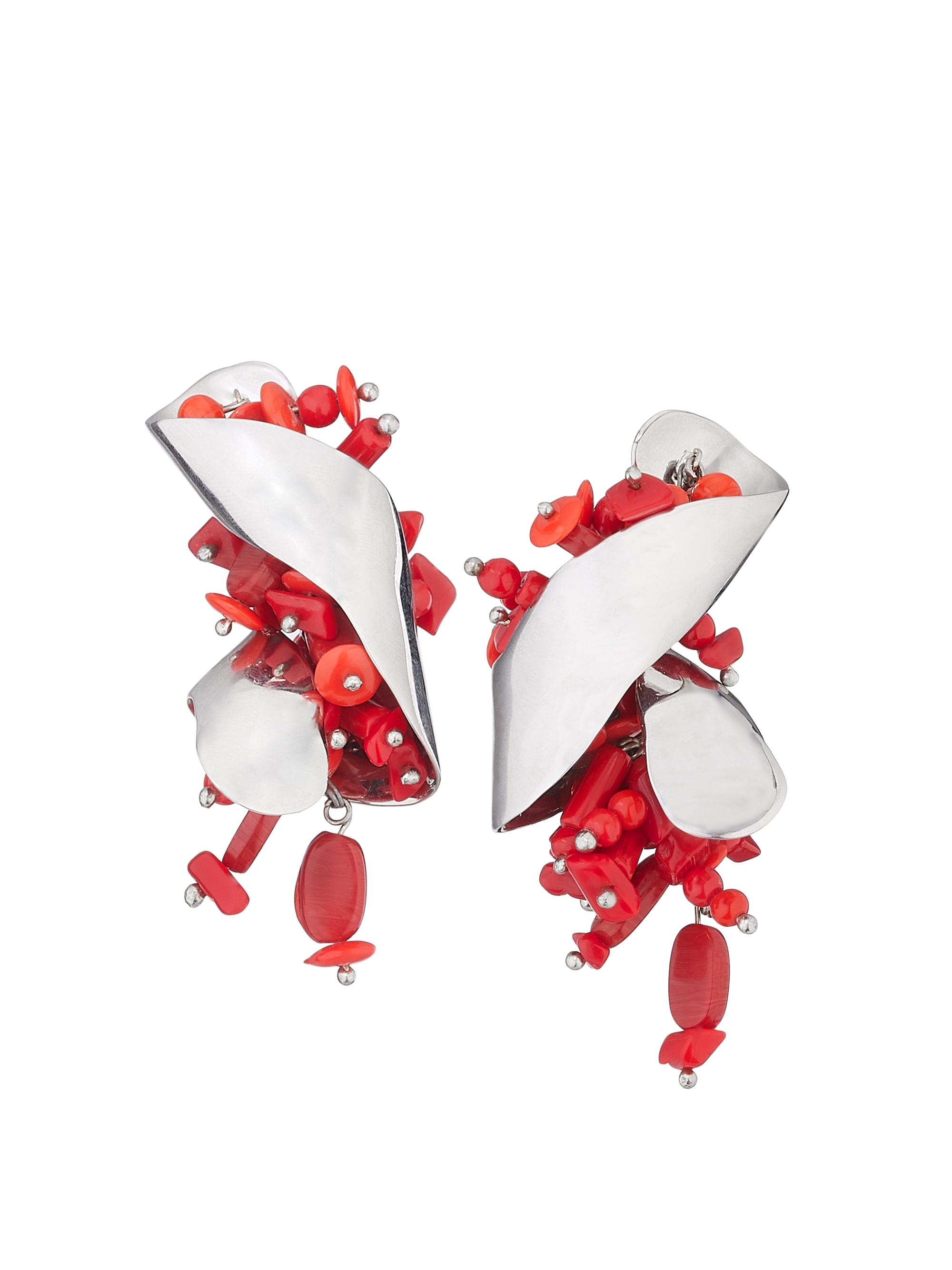 Dries Van Noten Women's Silvertone & Glass Bead Drop Earrings - Ruby