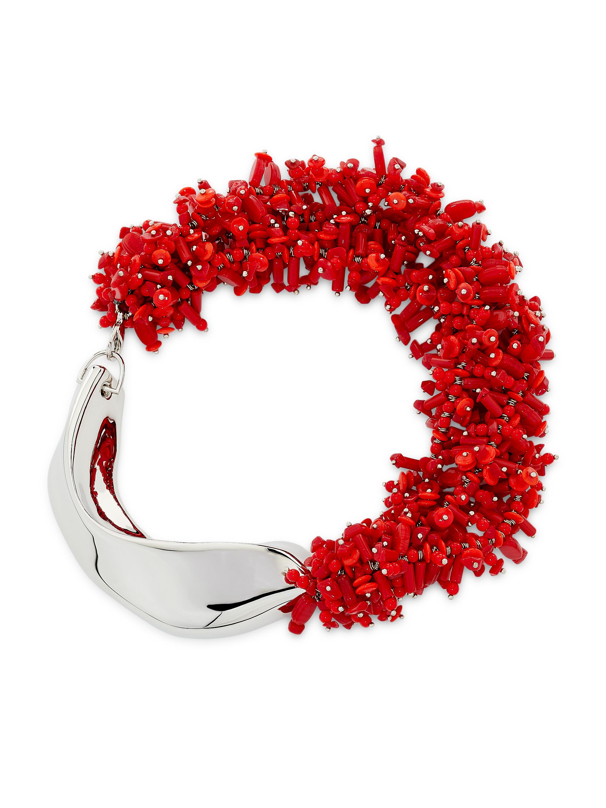 Dries Van Noten Women's Beaded Silvertone Choker Necklace - Ruby