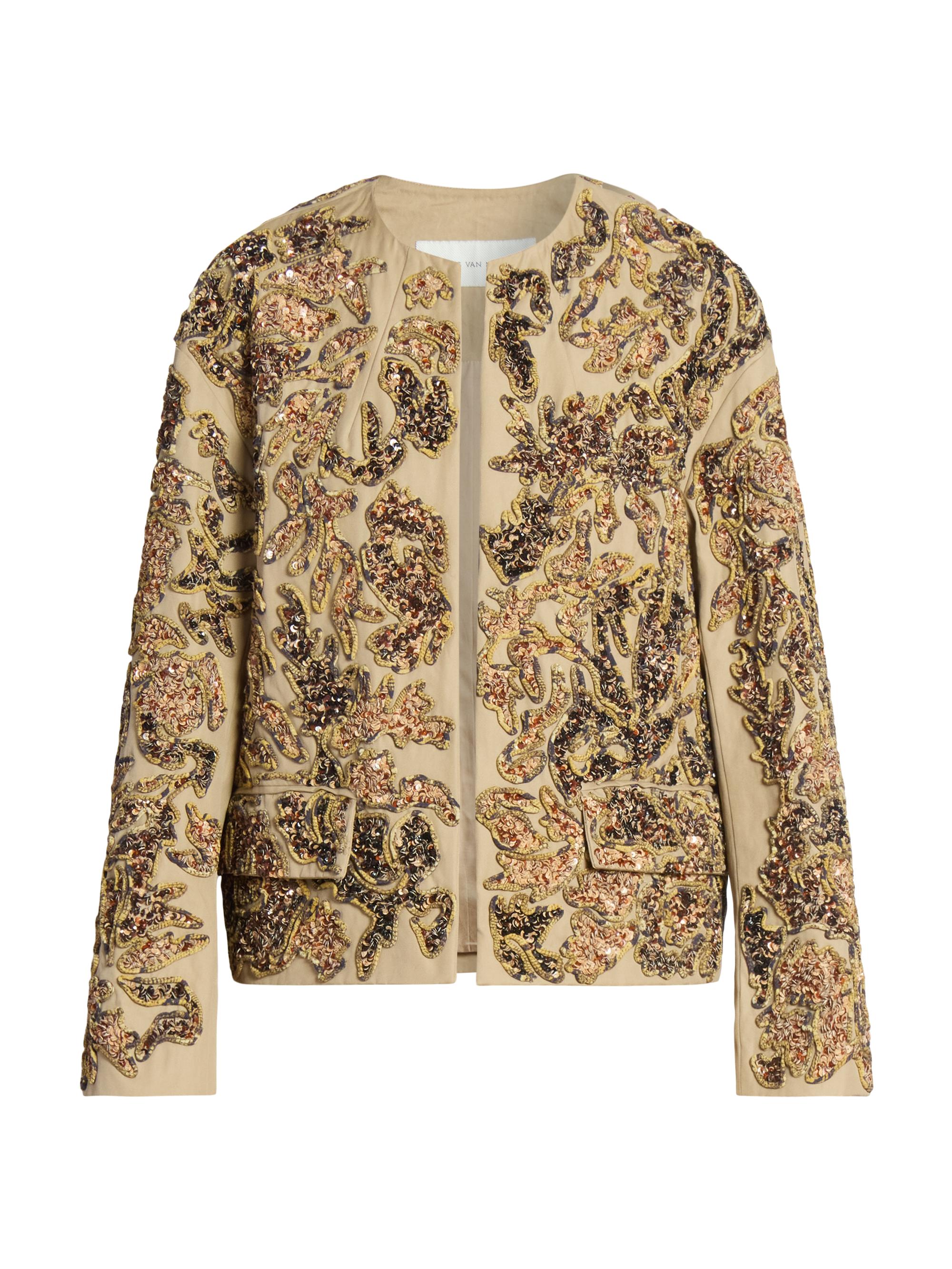 Dries Van Noten Women's Vonda Sequined Cotton Jacket - Beige