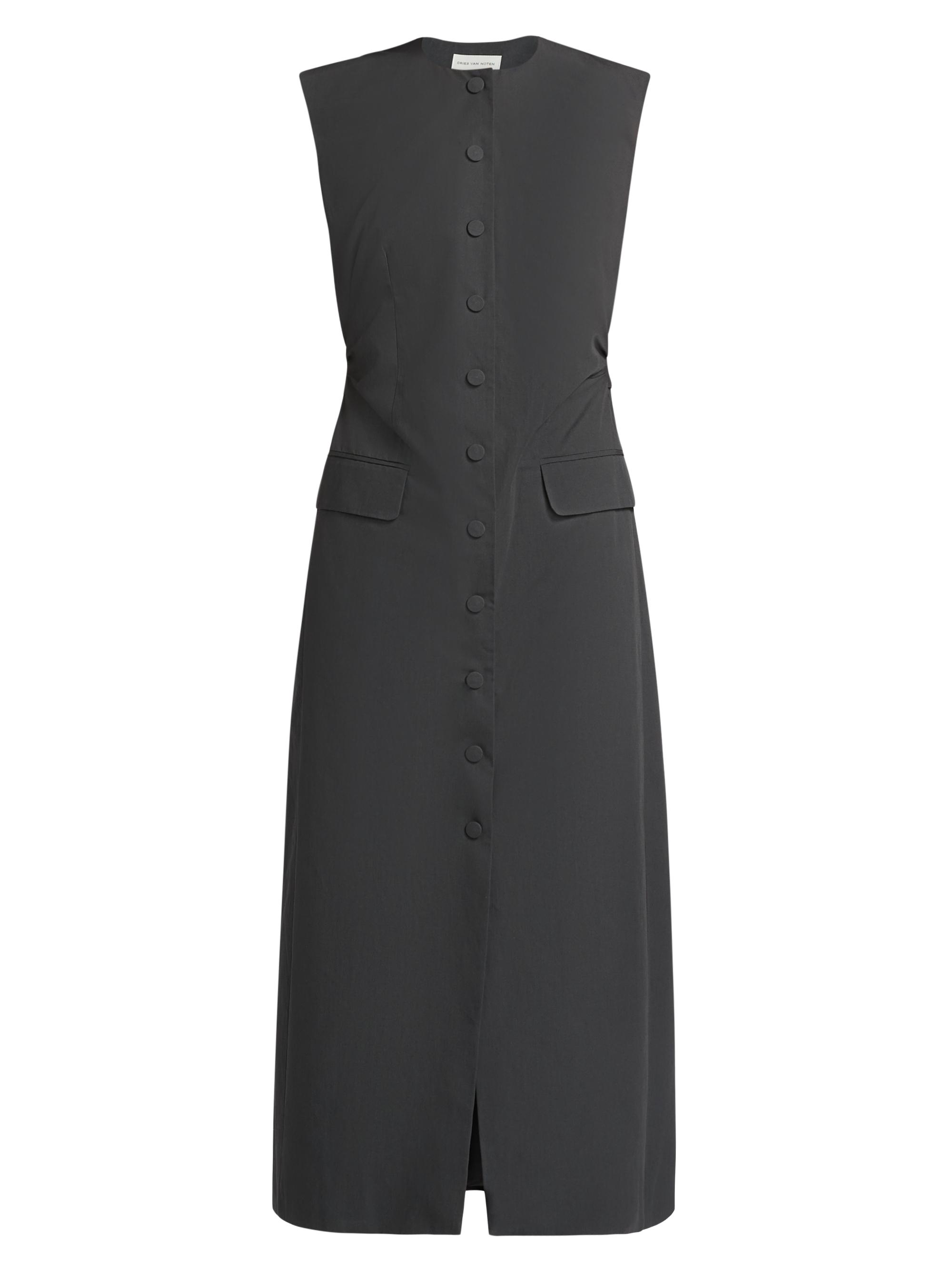 Dries Van Noten Women's Dilby Tailored Button-Front Midi-Dress - Dark Grey