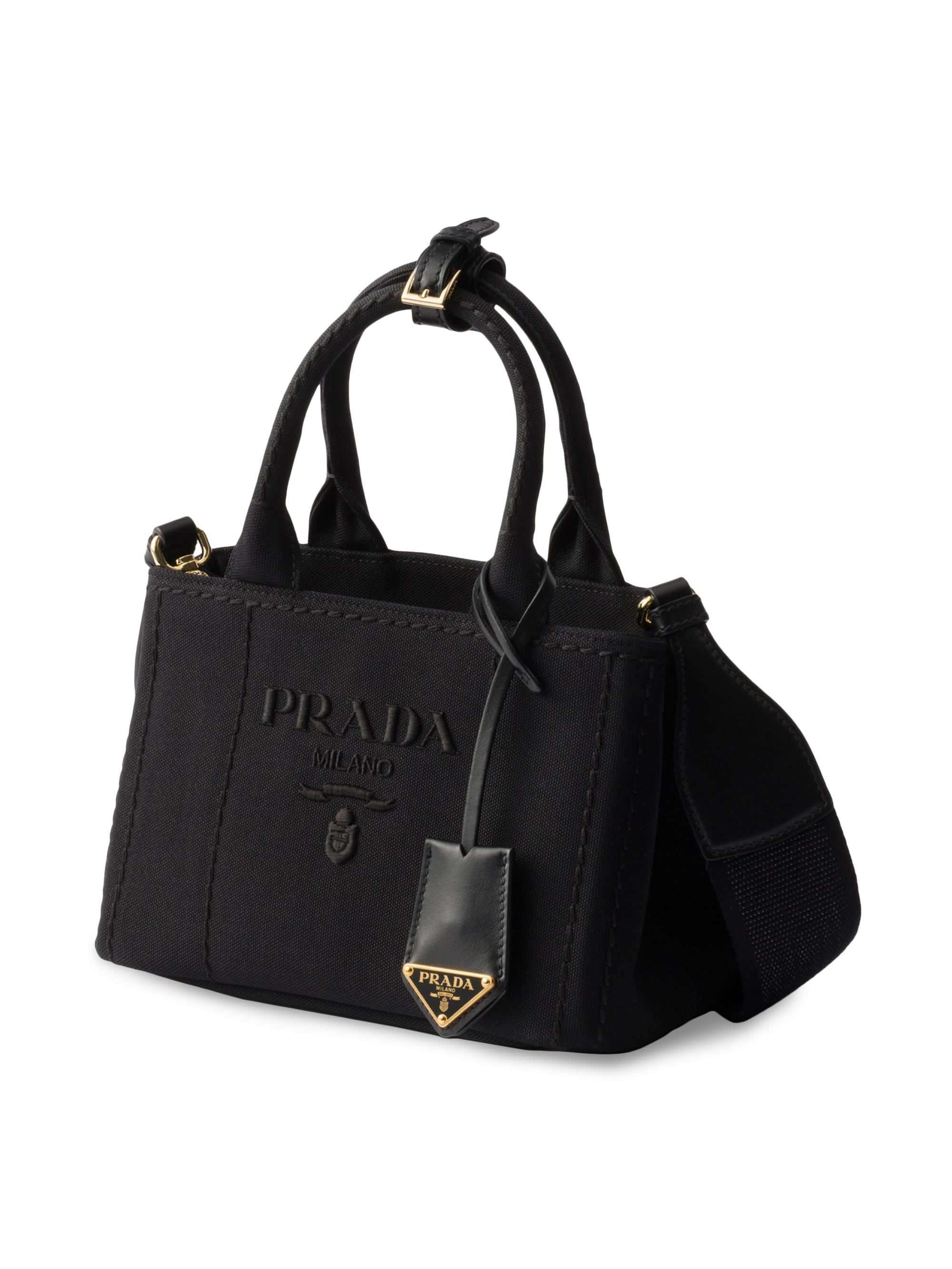 Prada Jardiniere Mini Cotton Canvas Top Handle Bag | Saks Fifth Avenue