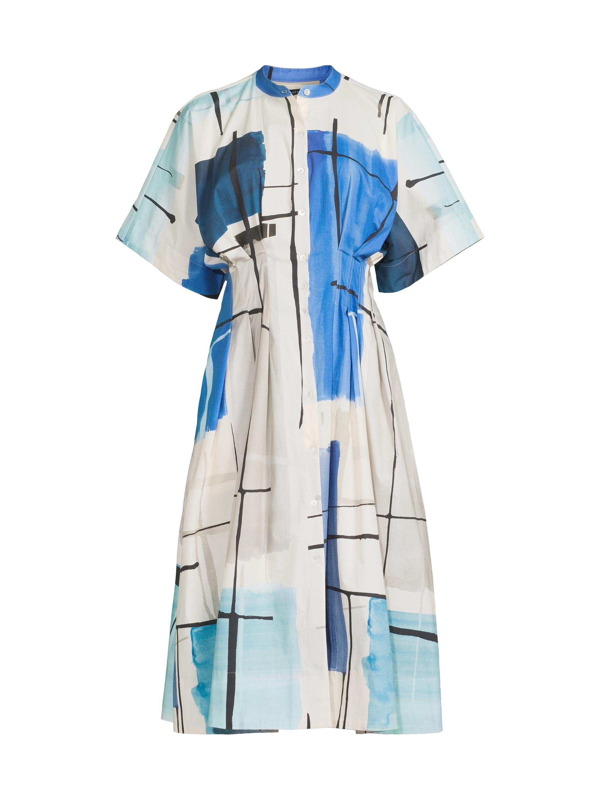 Natori Women's Abstract Painterly Cotton Shirtdress - Aster Grey