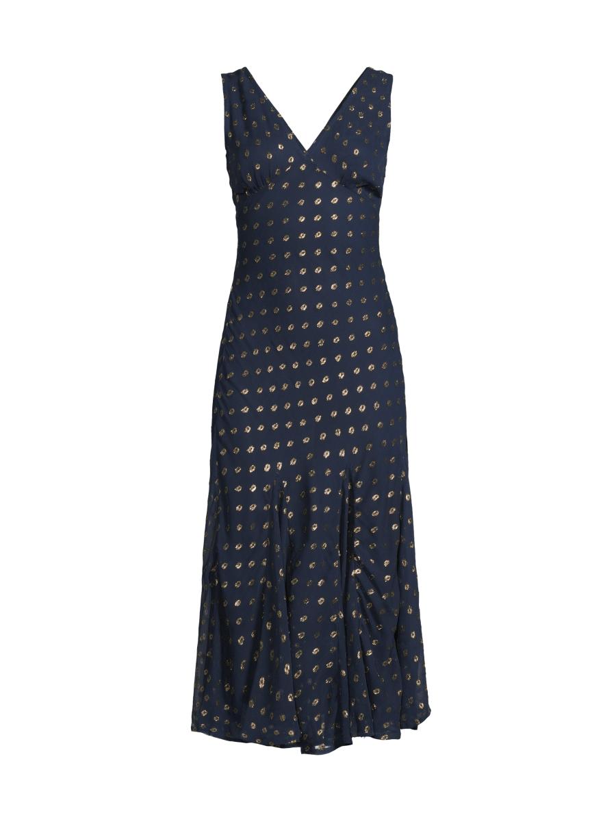 Ciao Lucia Clarette Metallic Dot Sleeveless Midi-Dress