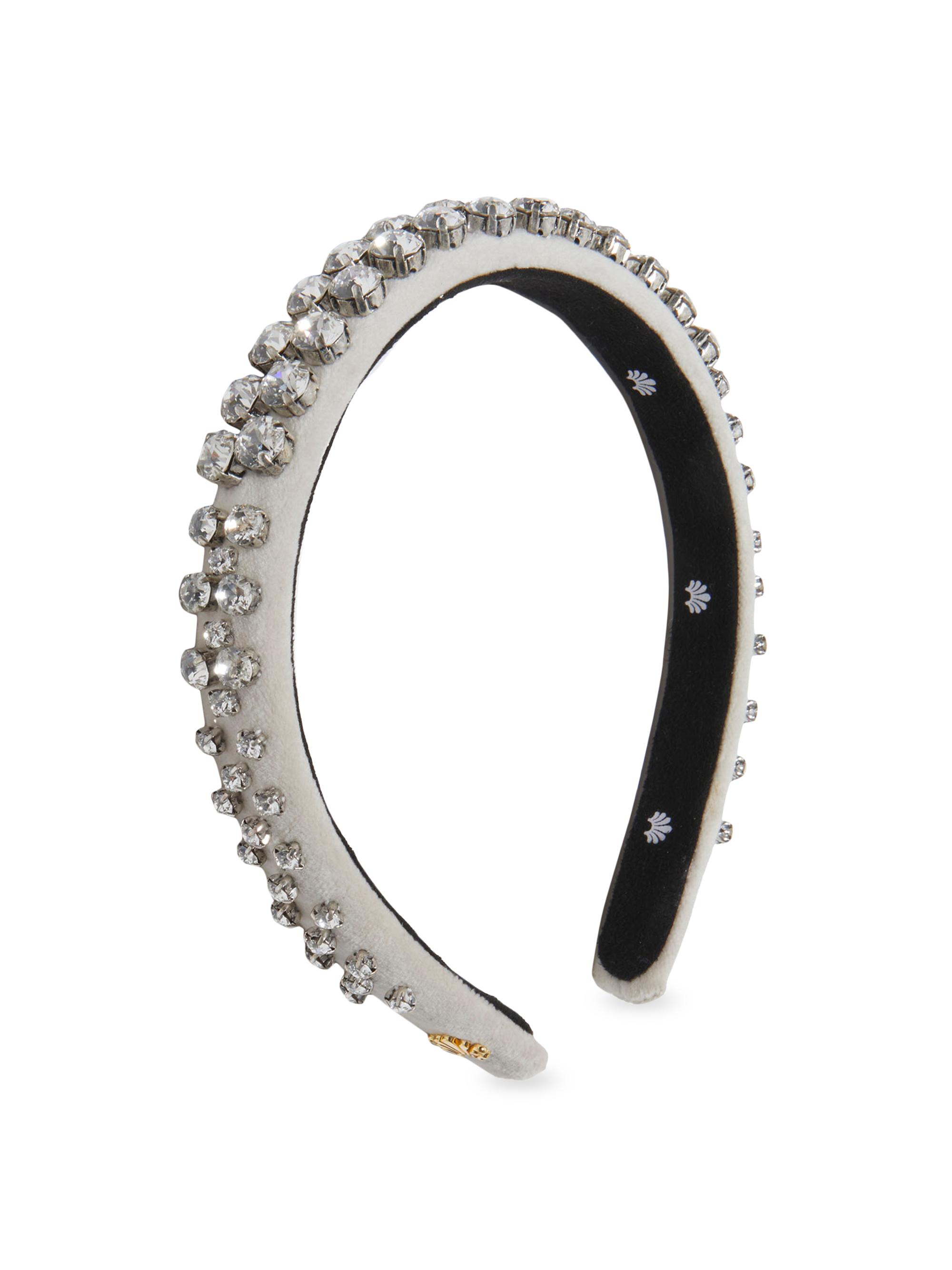 Lele Sadoughi Women's Gigi Crystal-Embellished Velvet Headband - Silver Snow