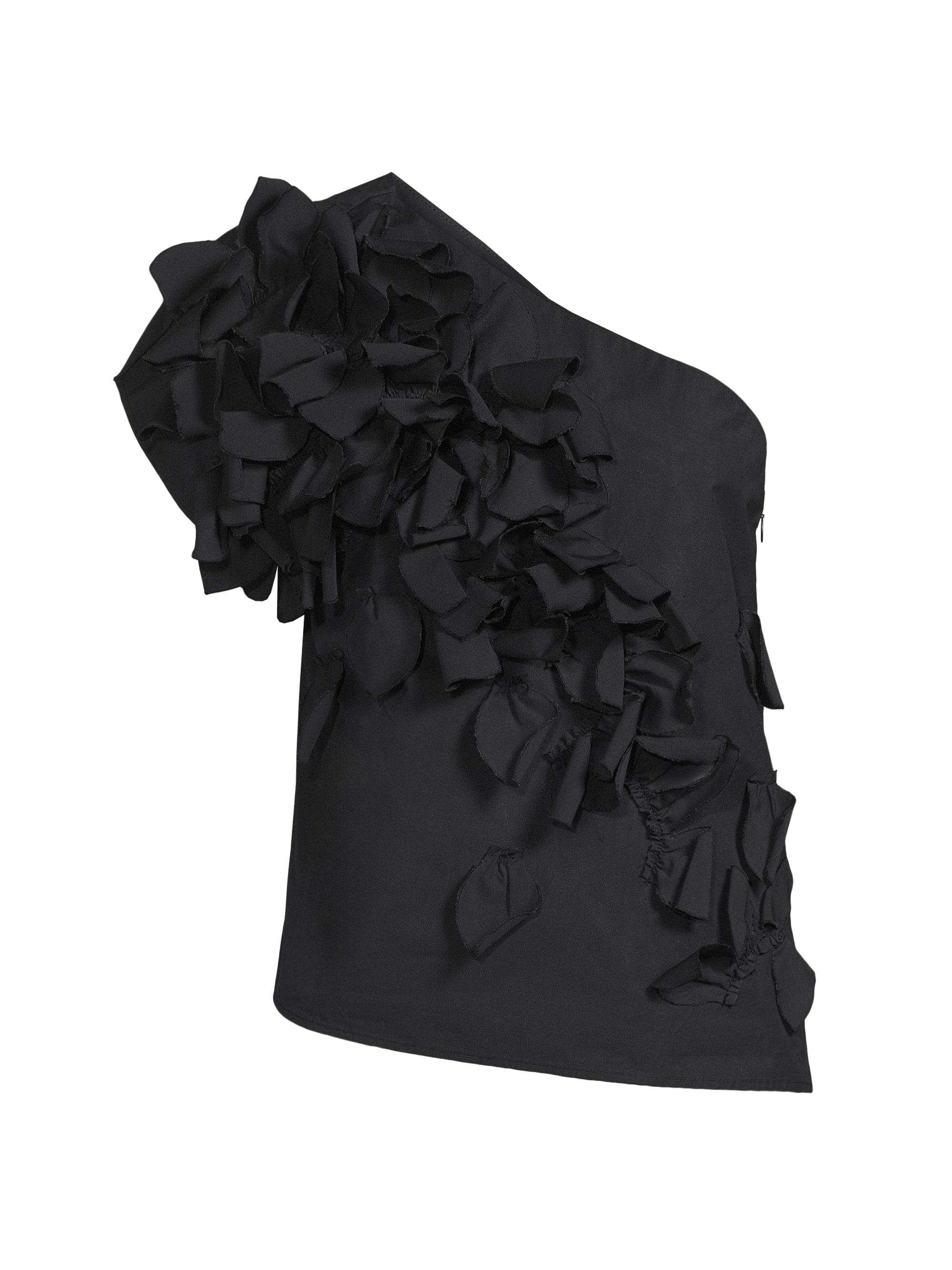 Natori Women's Tech Taffeta Cotton-Blend One-Shoulder Top - Black