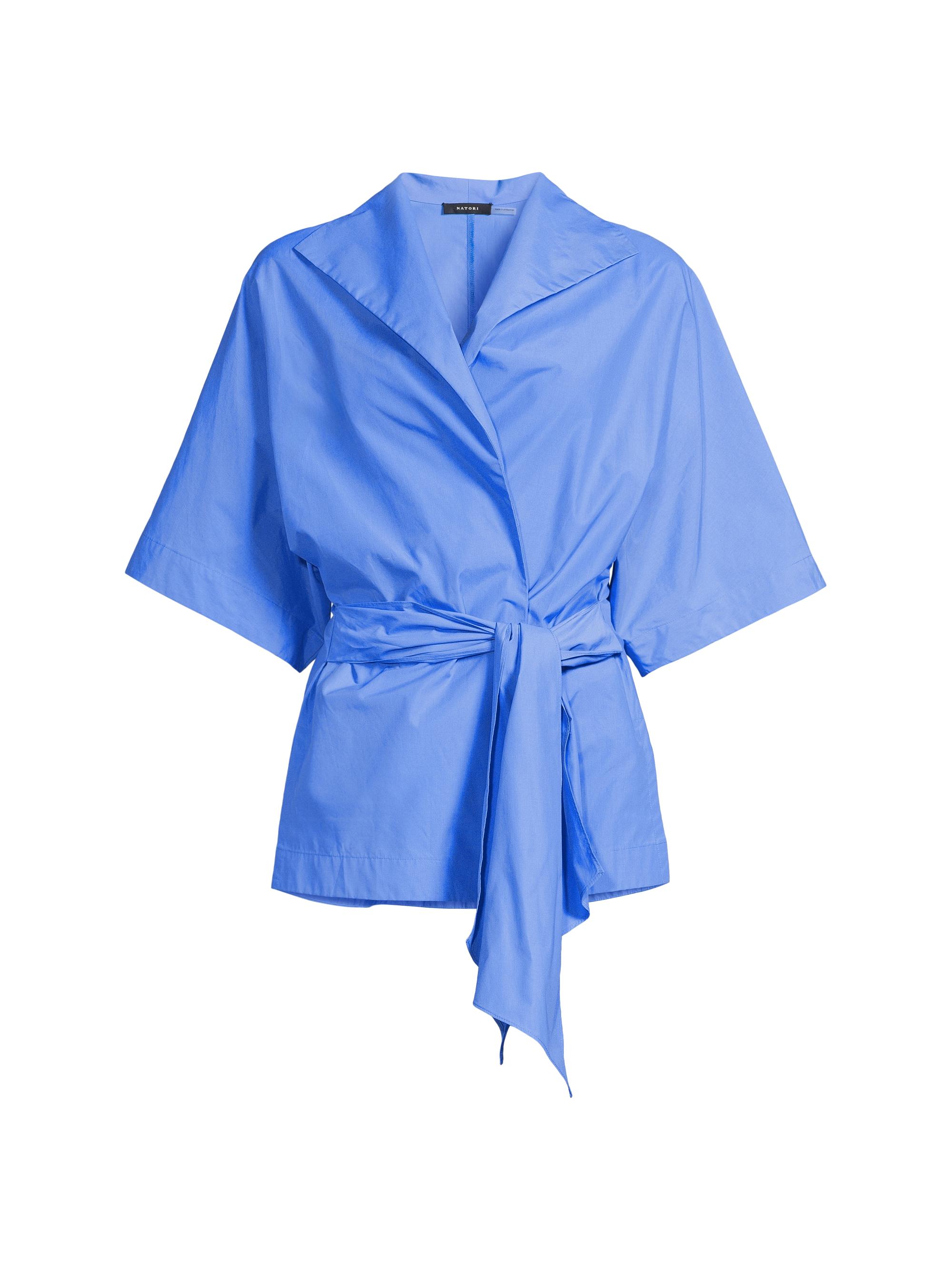 Natori Women's Techno Poplin Cotton-Blend Belted Wrap Top - White