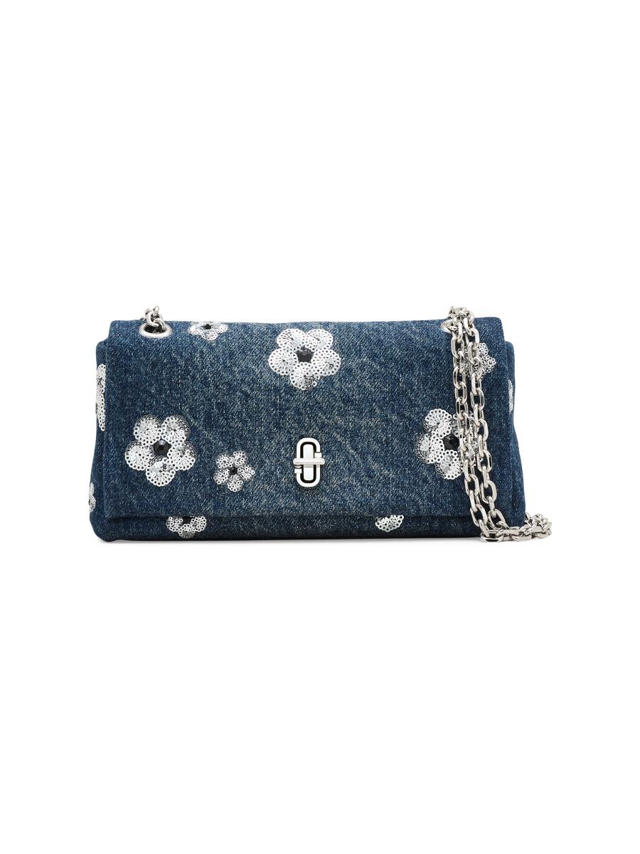 Marc Jacobs Women's The Sequin Daisy Denim Dual Chain Wallet In Blue