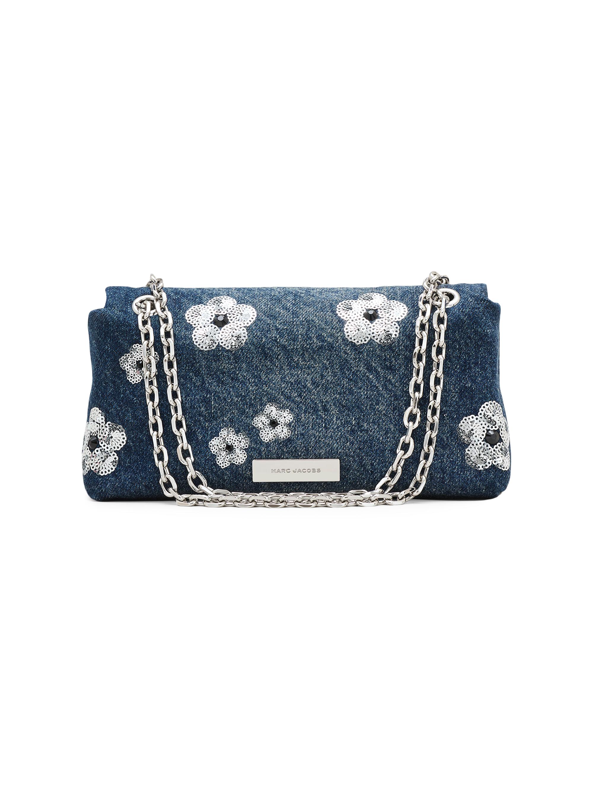 The Sequin Daisy Denim Dual Chain Wallet