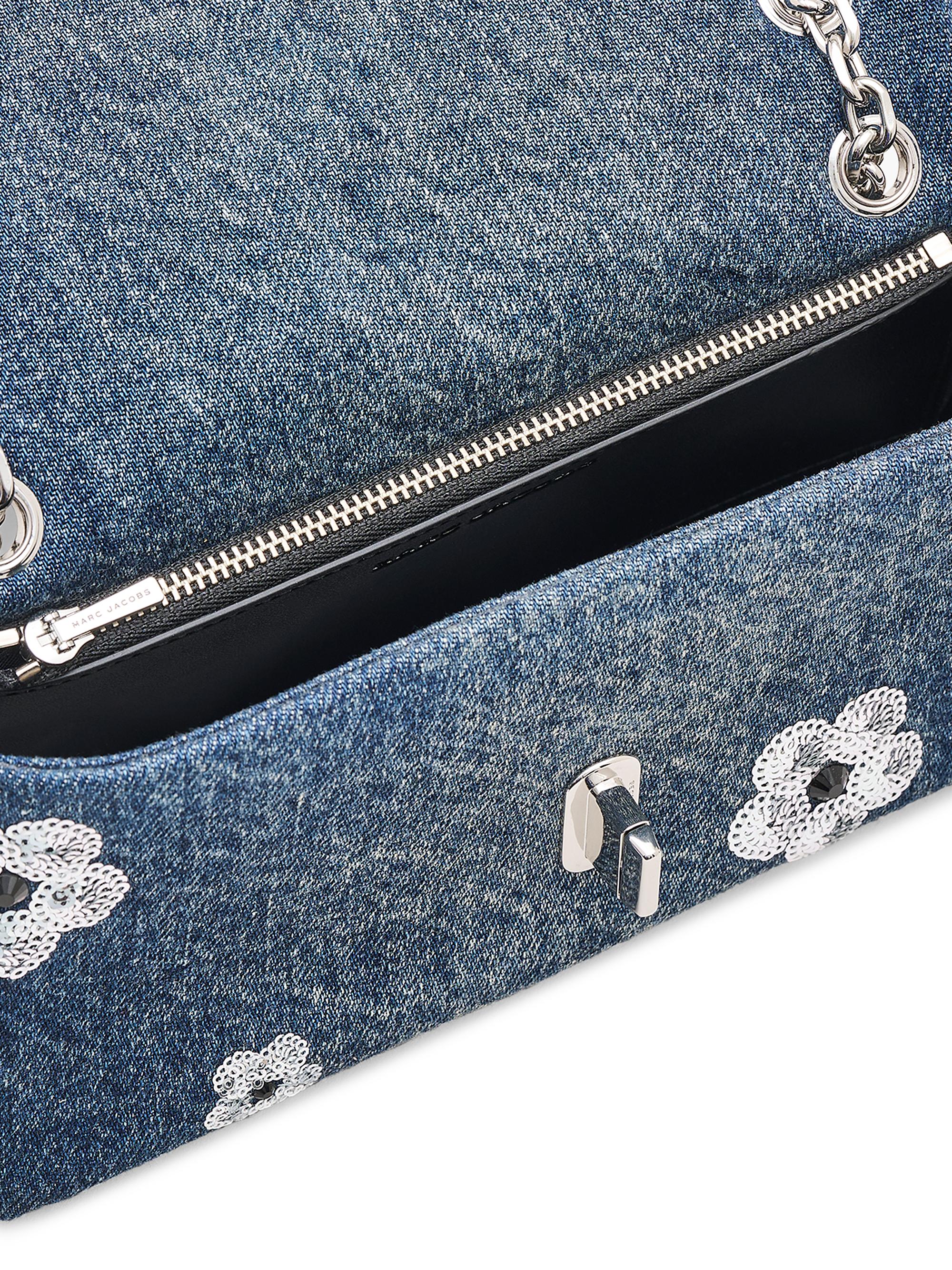 The Sequin Daisy Denim Dual Chain Wallet