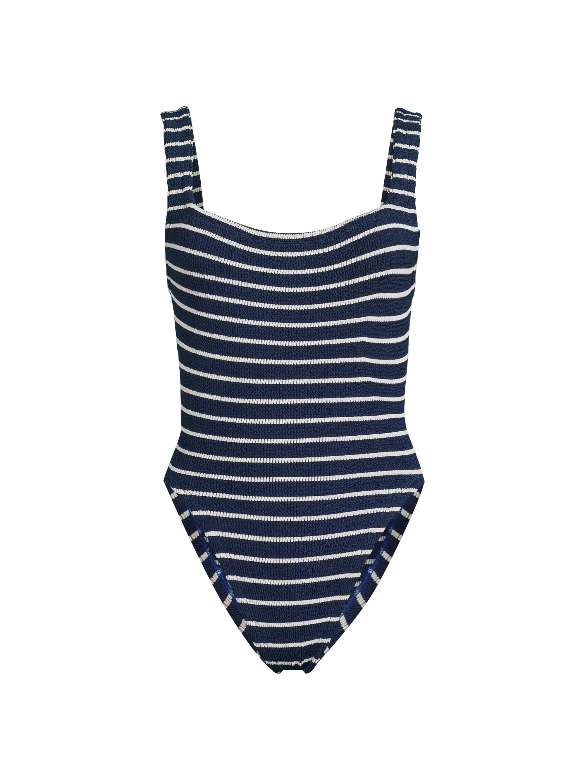 Hunza G Women's Striped One-Piece Swimsuit - Navy White