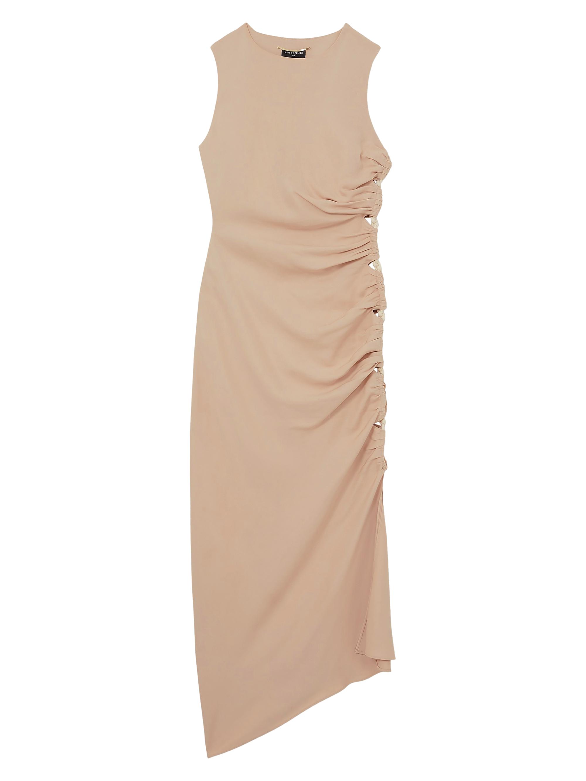 chocolate brown jersey dress Soft-Jersey Boat-Neck Draped Mini Dress in Chocolate Brown - XL main image 1