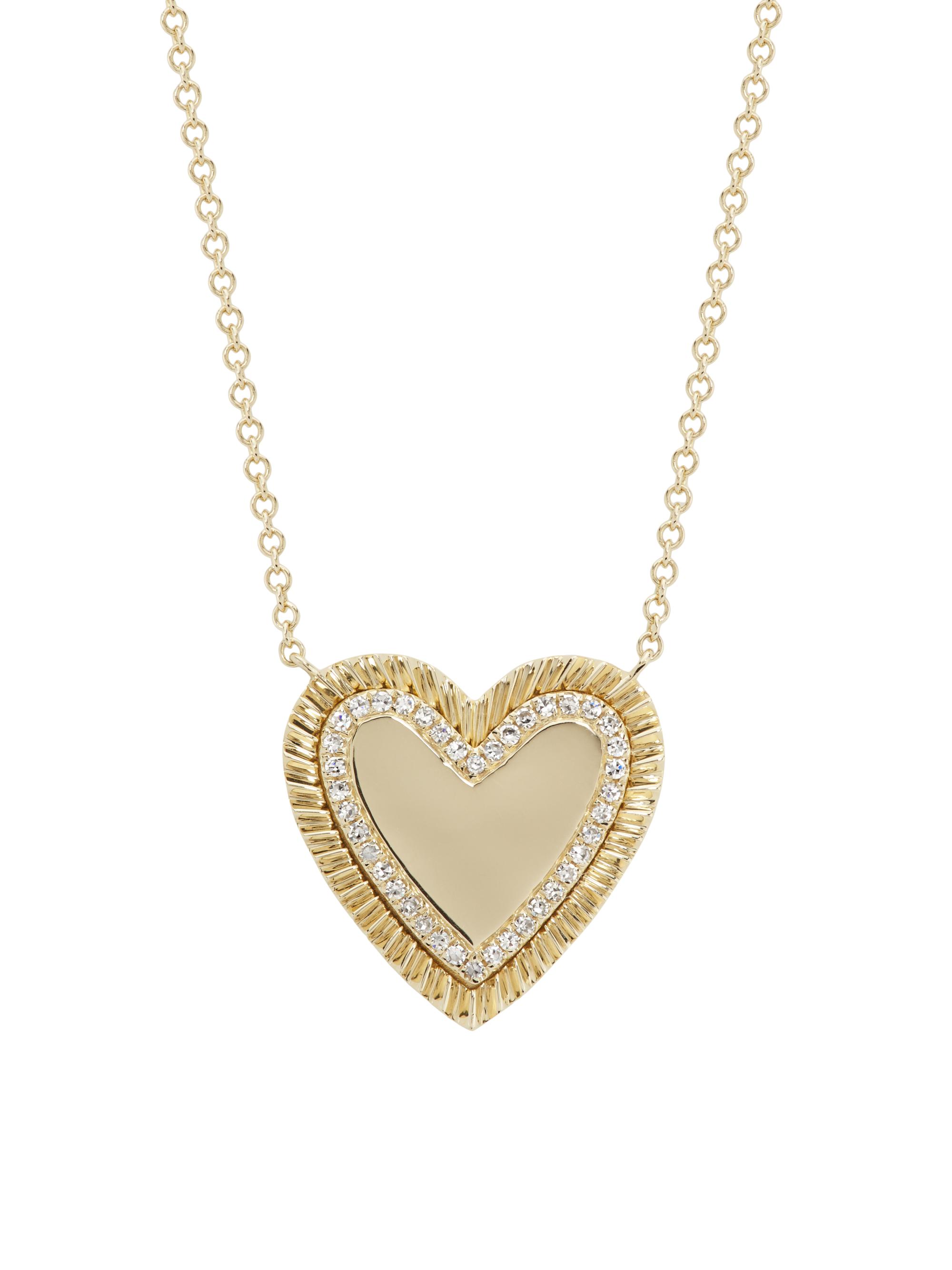 Saks Fifth Avenue Collection Women's 14K Yellow Gold & 0.12 TCW Diamond Fluted Heart Pendant Necklace - Gold