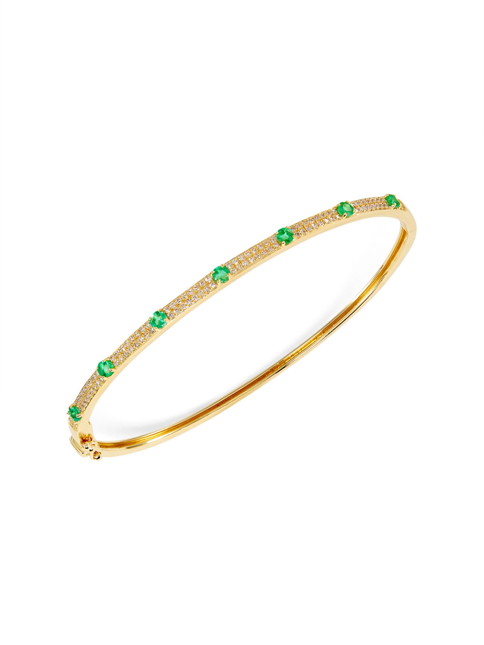 Saks Fifth Avenue Collection Women's 14K Yellow Gold, Emerald & 0.50 TCW Diamond Bangle - Gold