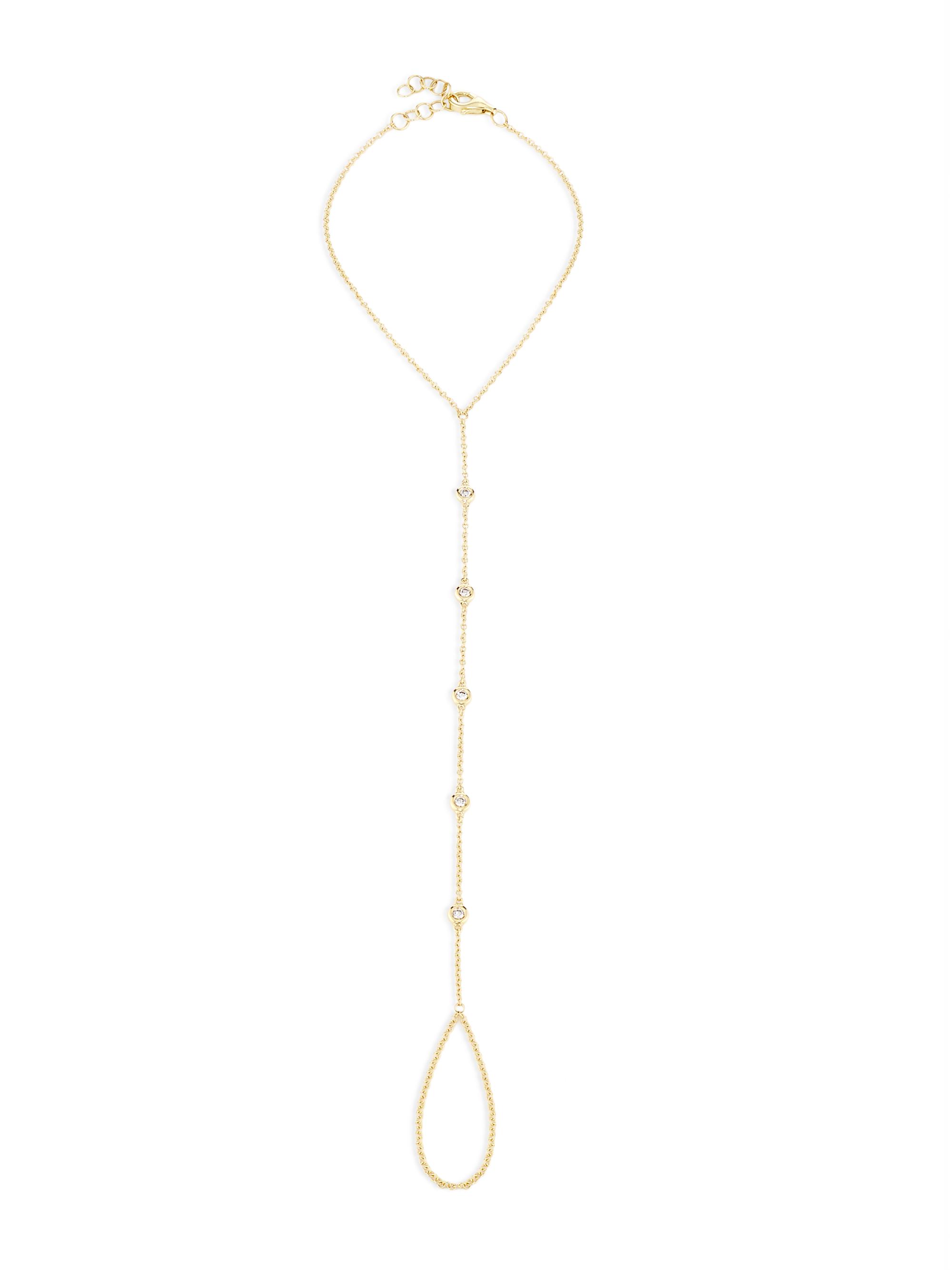 Saks Fifth Avenue Collection Women's 14K Yellow Gold & 0.11 TCW Natural Diamond Hand Chain - Gold