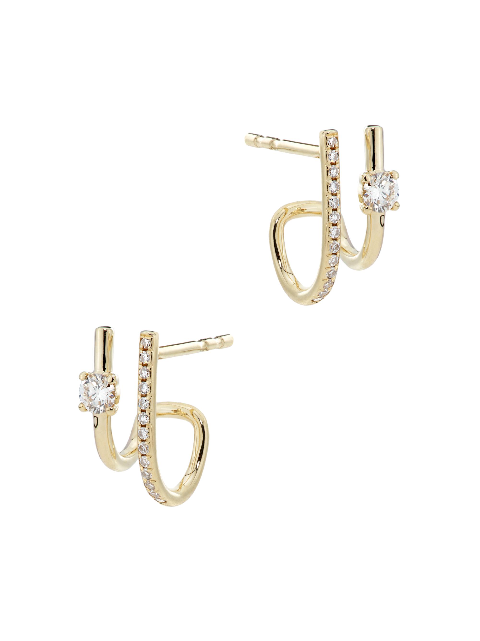 Saks Fifth Avenue Collection Women's 14K Yellow Gold & 0.13 TCW Natural Diamond Wrap Earrings - Gold