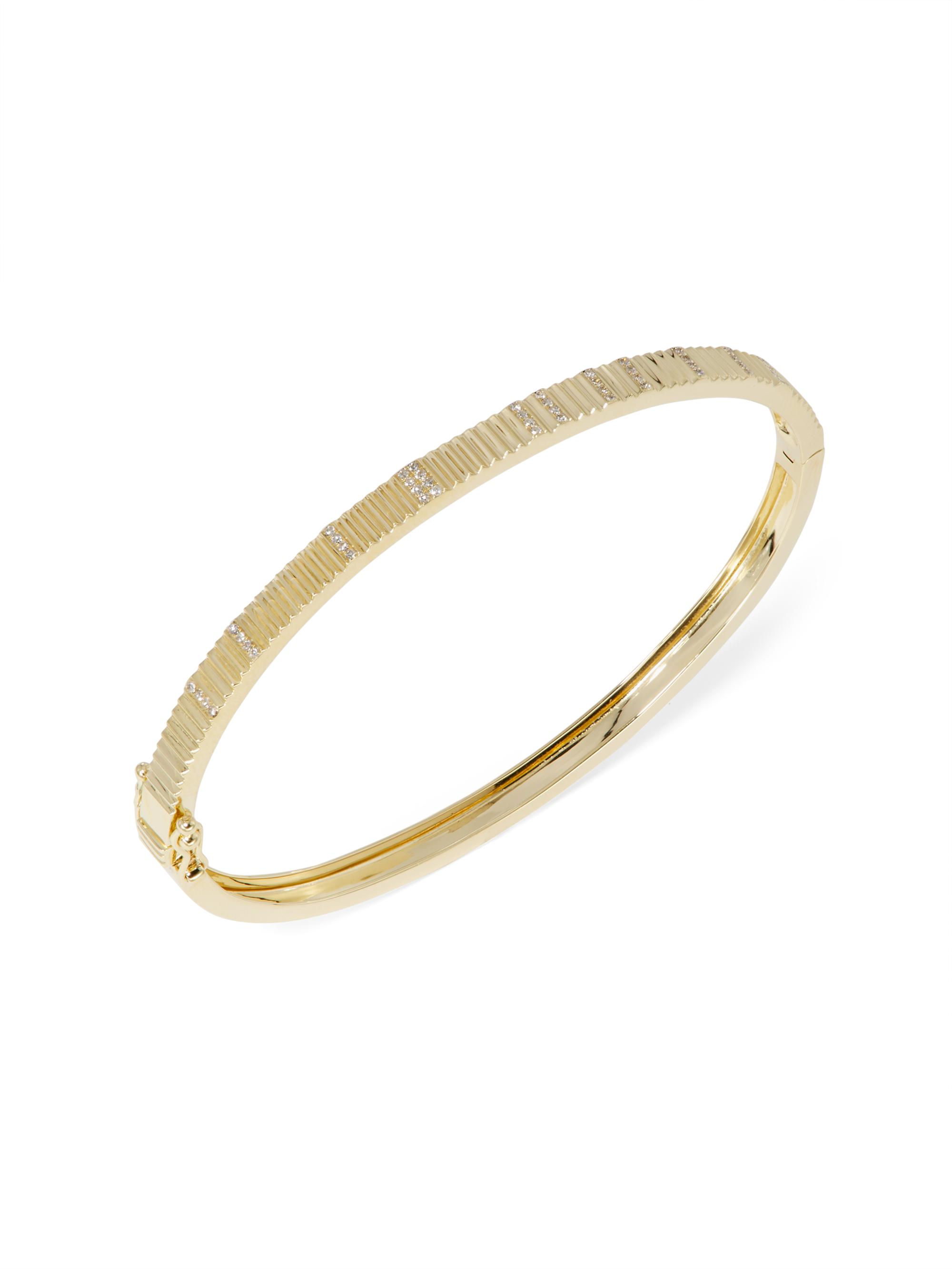 Saks Fifth Avenue Collection Women's 14K Yellow Gold & 0.16 TCW Diamond Fluted Bangle - Gold