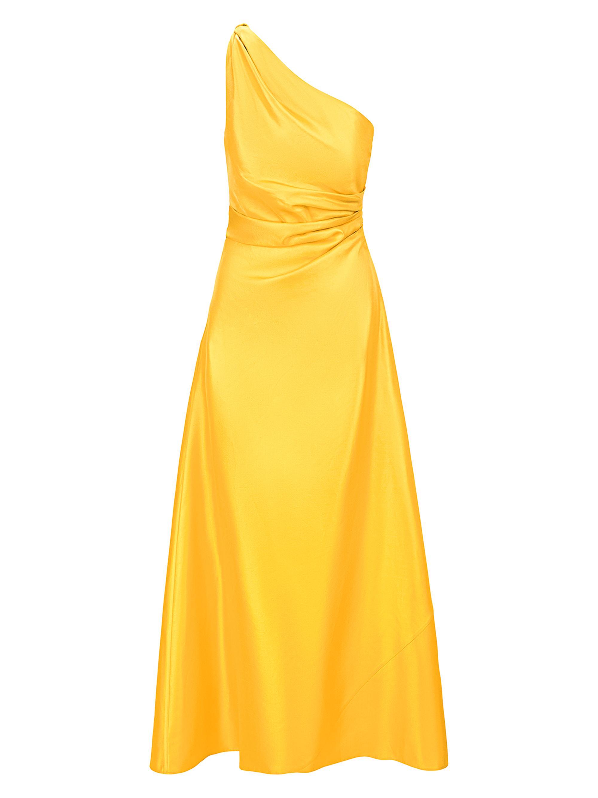 Staud Women's Este Silk One-Shoulder Maxi Dress - Sunset Gold