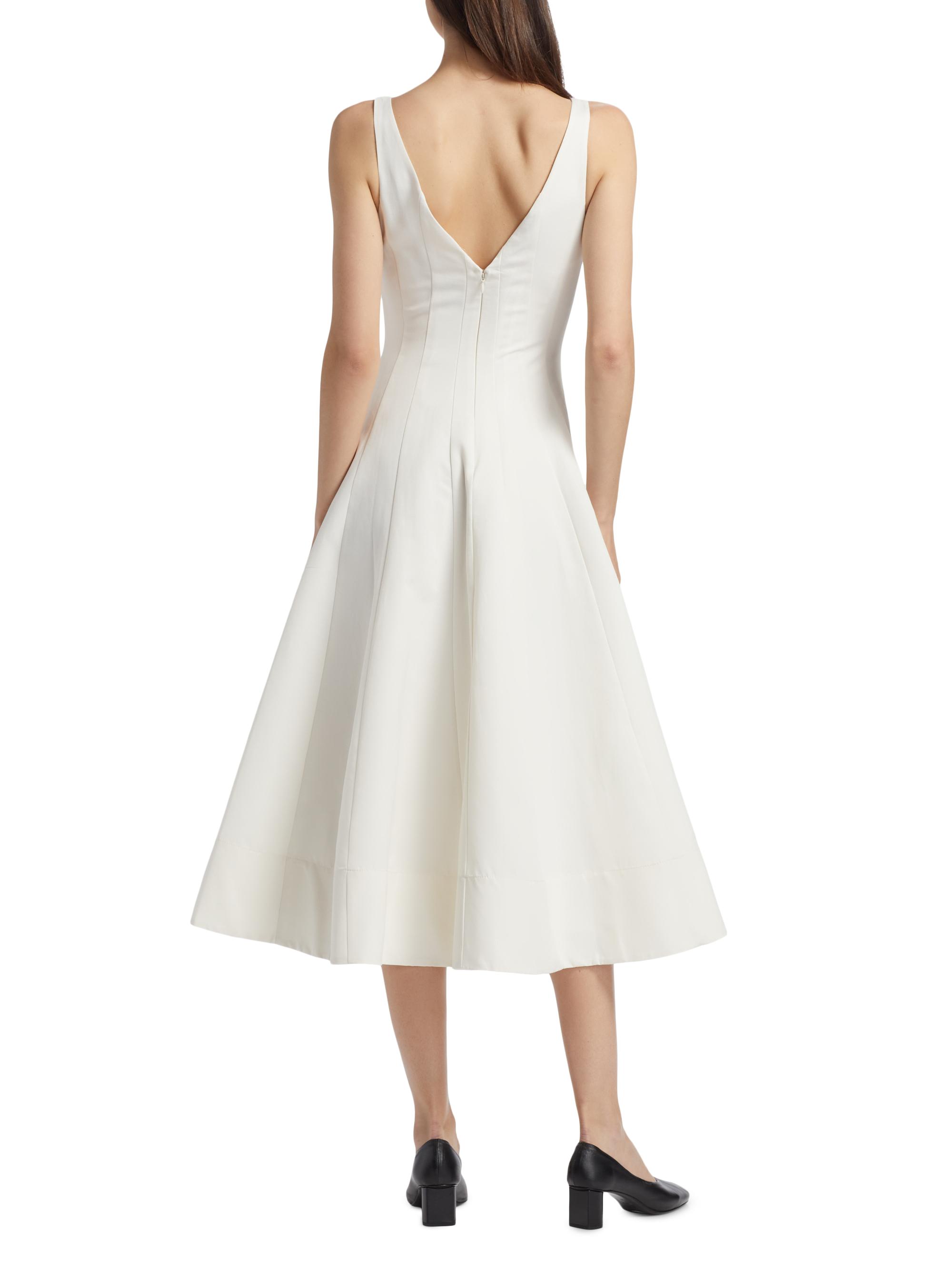 Staud Marieta Faille V-Neck Midi-Dress | Saks Fifth Avenue