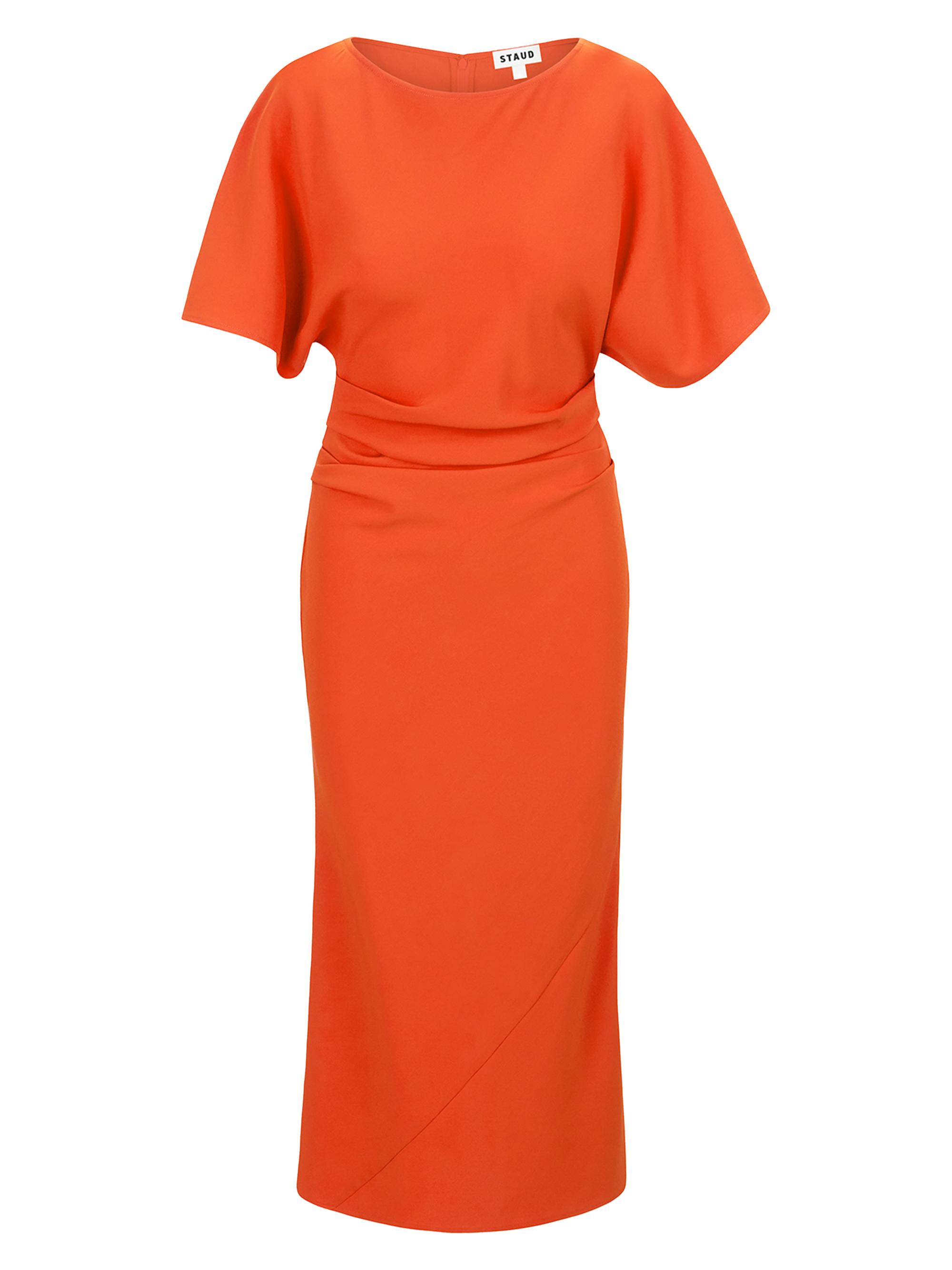 Staud Women's Amelie Ruched Midi-Dress - Cayenne