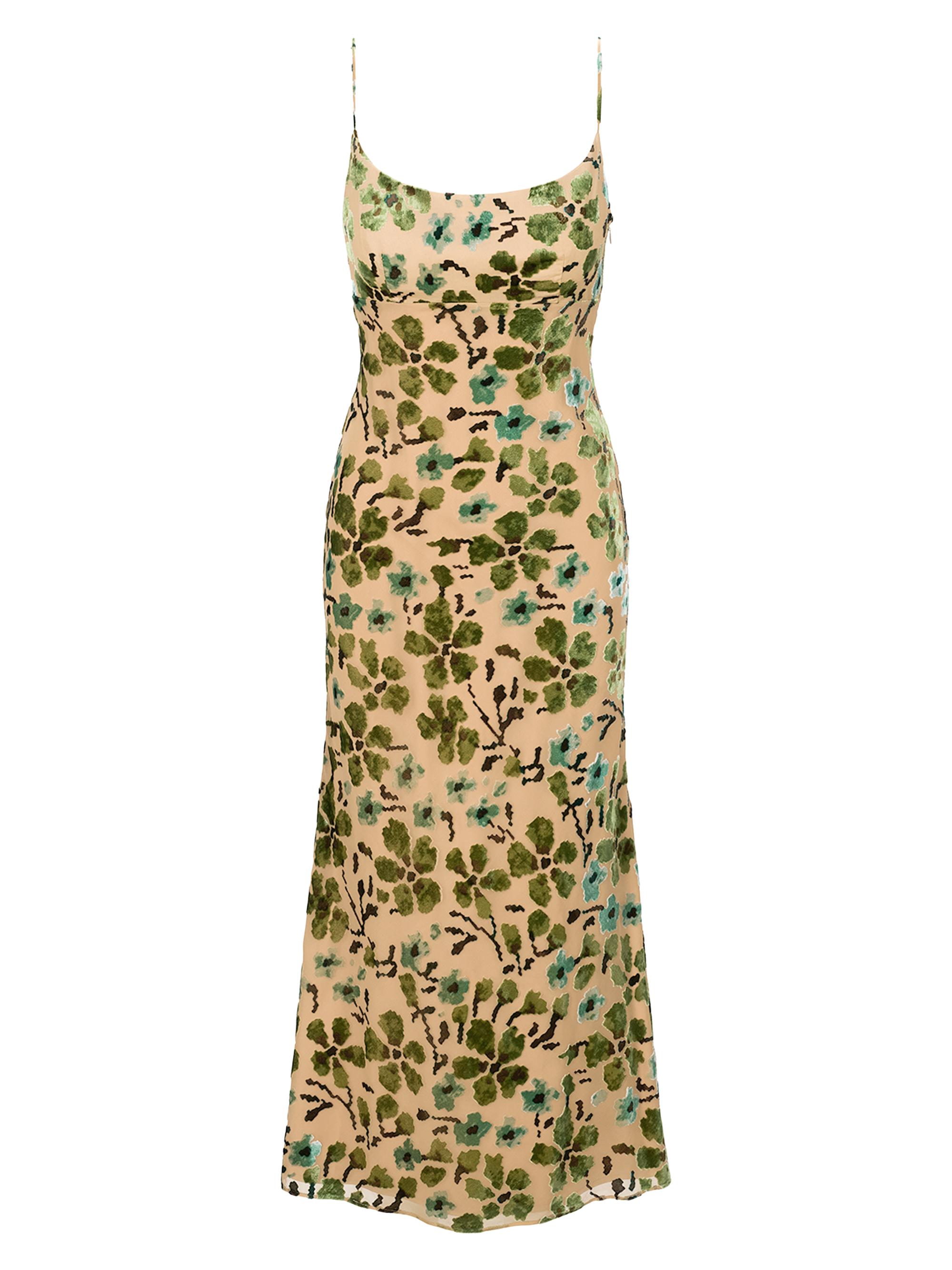 Staud Women's Dianna Floral Burnout Midi-Slipdress - Moss Floral Tapestry