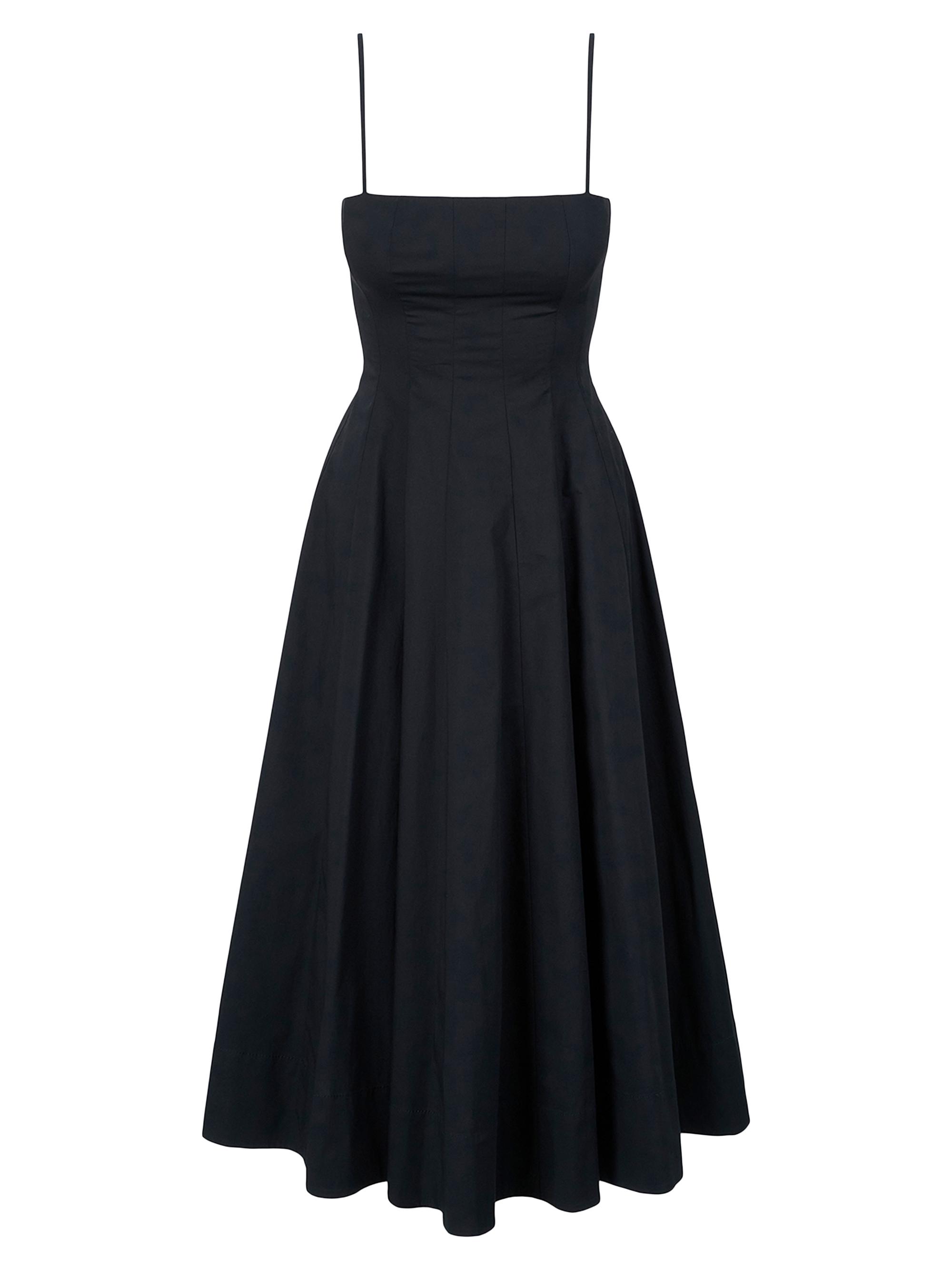 Staud Women's Wylie Cotton A-Line Midi-Dress - Black