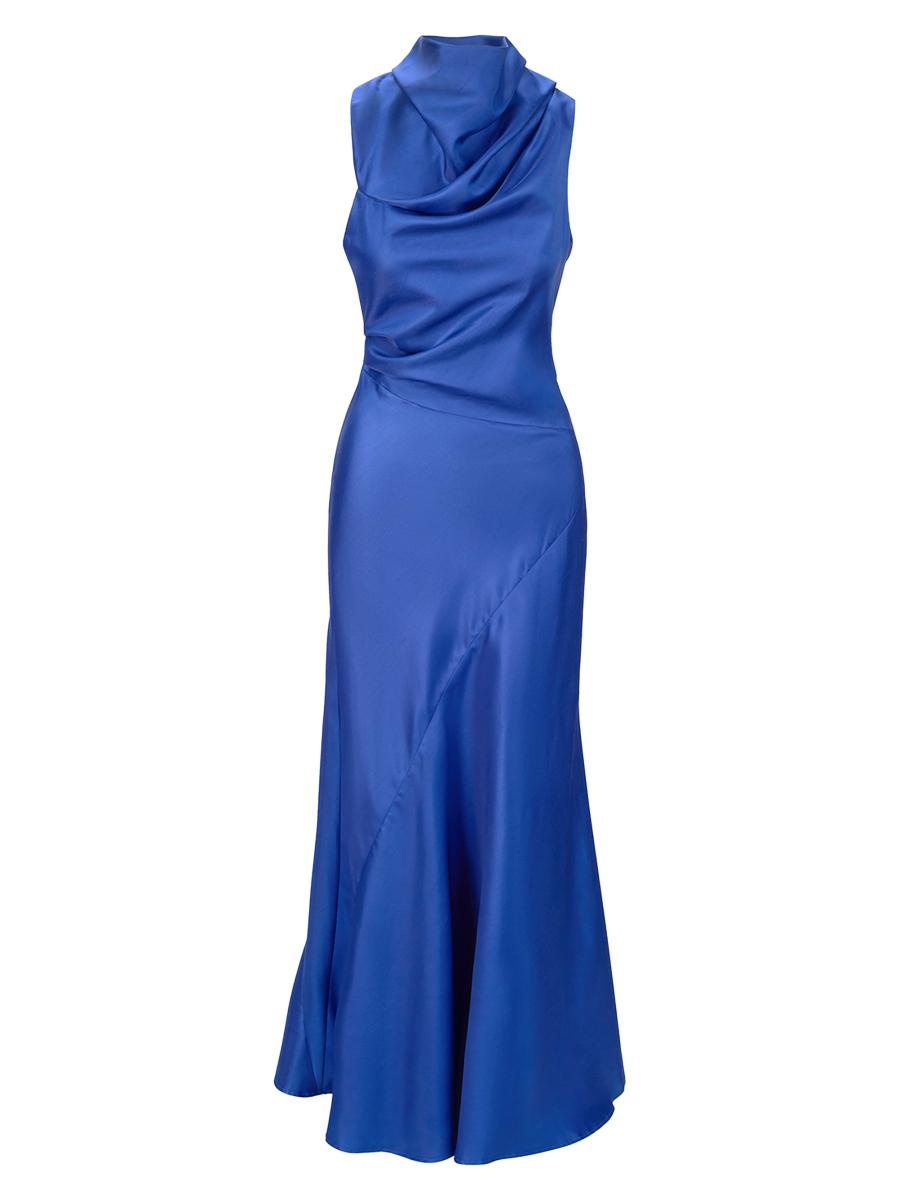 frida satin party dress STAUD, Frida Silk Dress in Deep Sea, Size 0