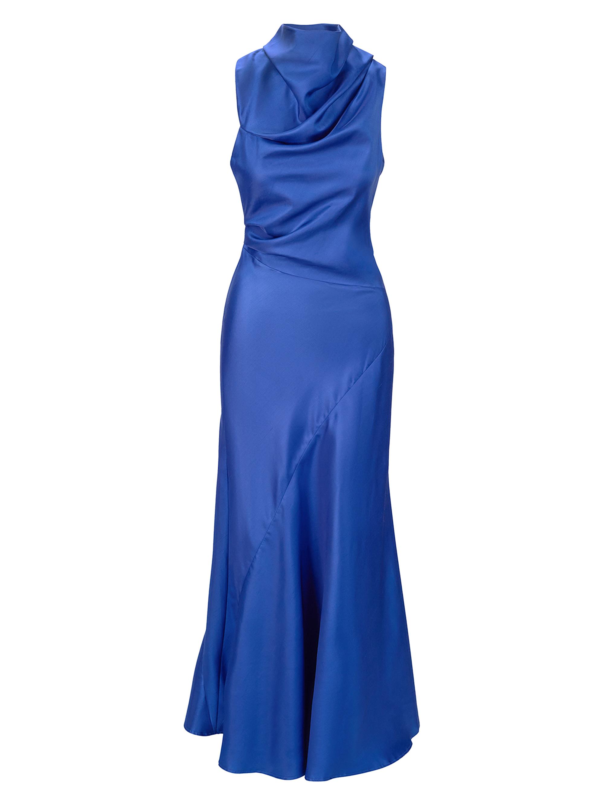 Staud Women's Frida Gathered Silk Cowlneck Gown - Deep Sea